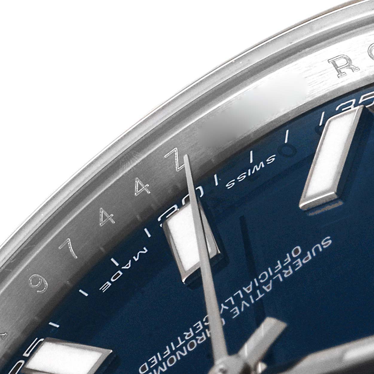 The close-up image shows the dial and part of the bezel of the Rolex Datejust 41 116334 Men
s Stainless Steel Blue Dial 116334 Men
s Stainless Steel Blue Dial watch.