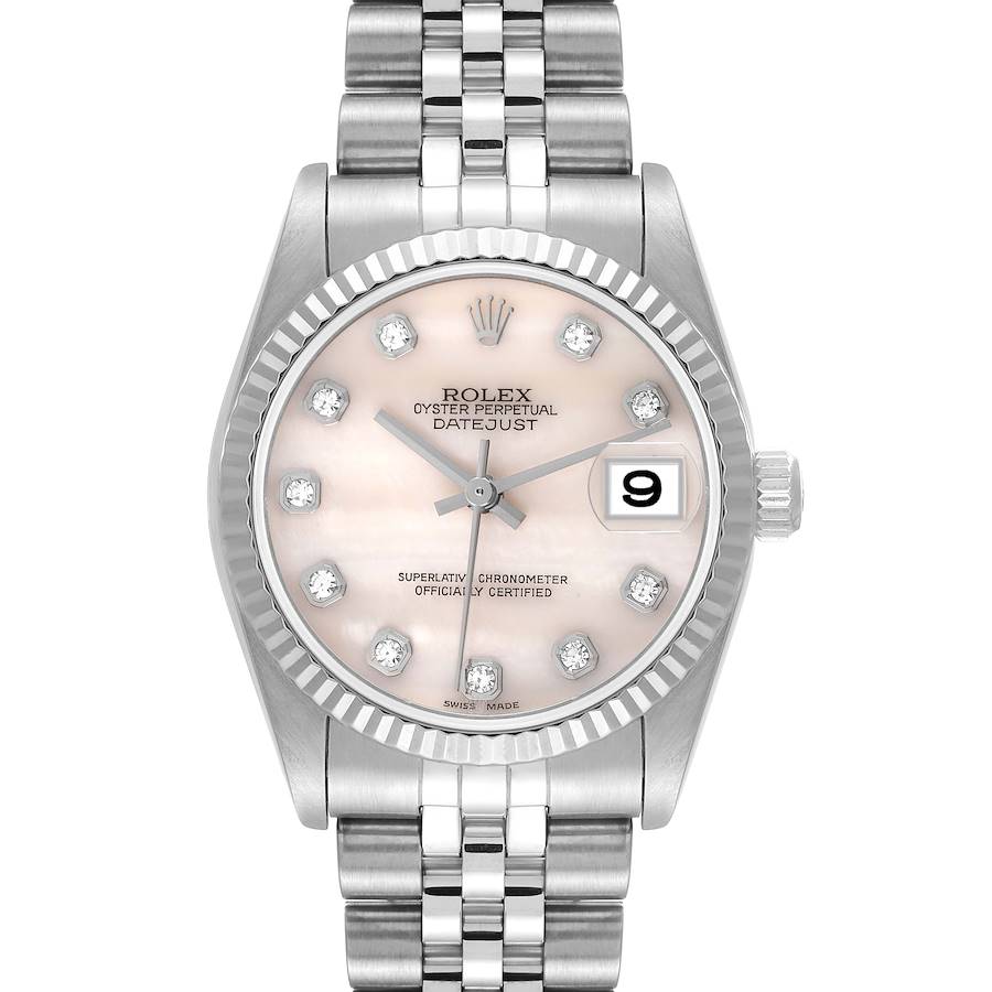 Rolex Datejust Midsize Steel White Gold MOP Diamond Ladies Watch 78274 SwissWatchExpo