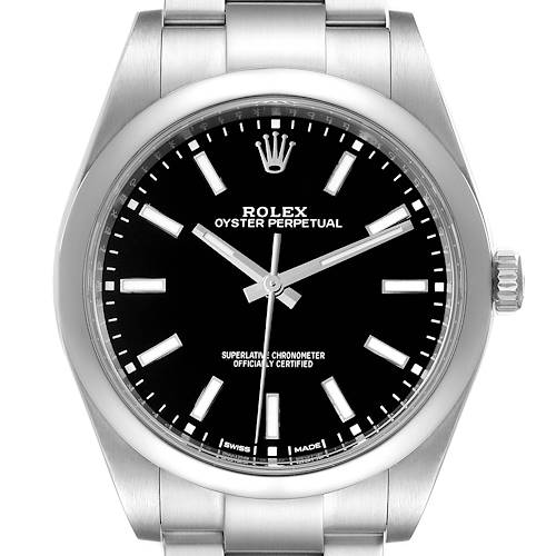 Photo of Rolex Oyster Perpetual 39 Black Dial Steel Mens Watch 114300 Unworn