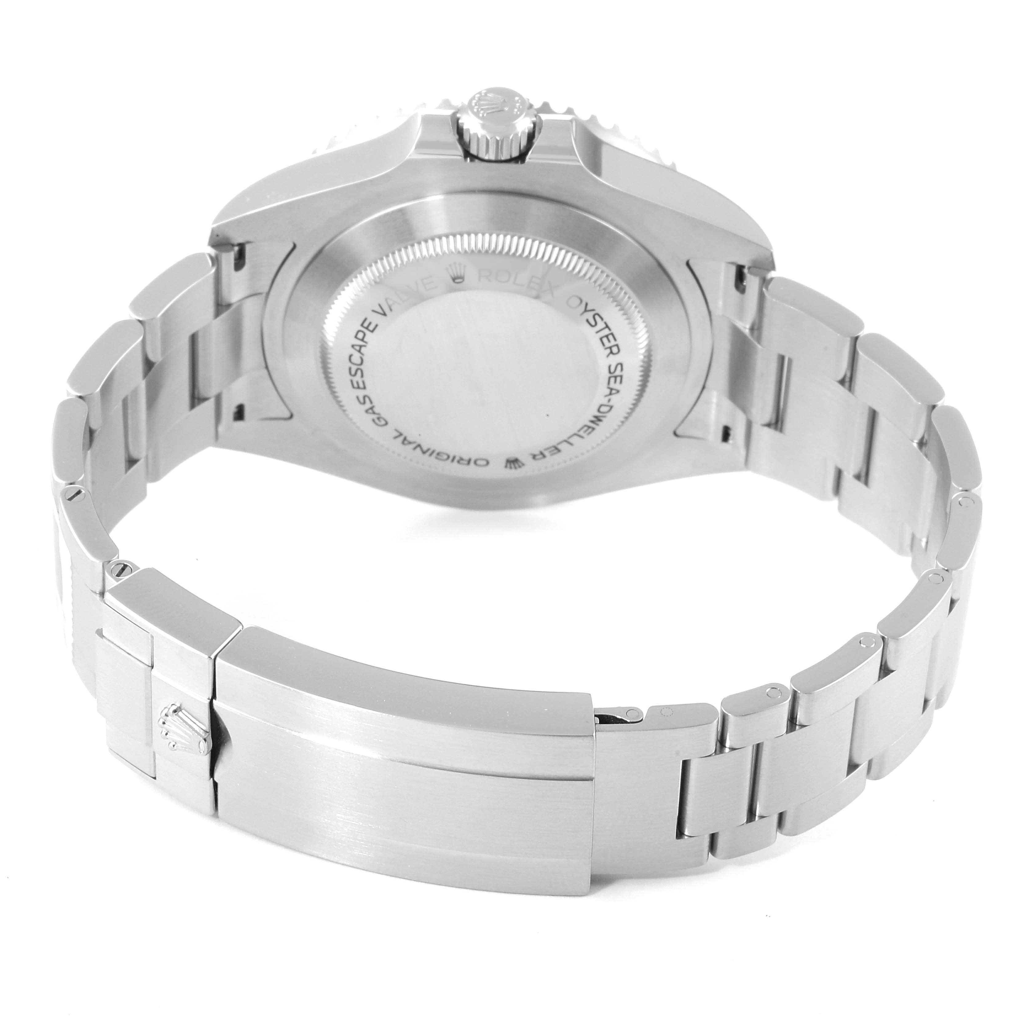 This image shows the back case and bracelet of a Rolex Sea-Dweller 126600 Men
s Stainless Steel Black Dial 126600 Men
s Stainless Steel Black Dial watch.