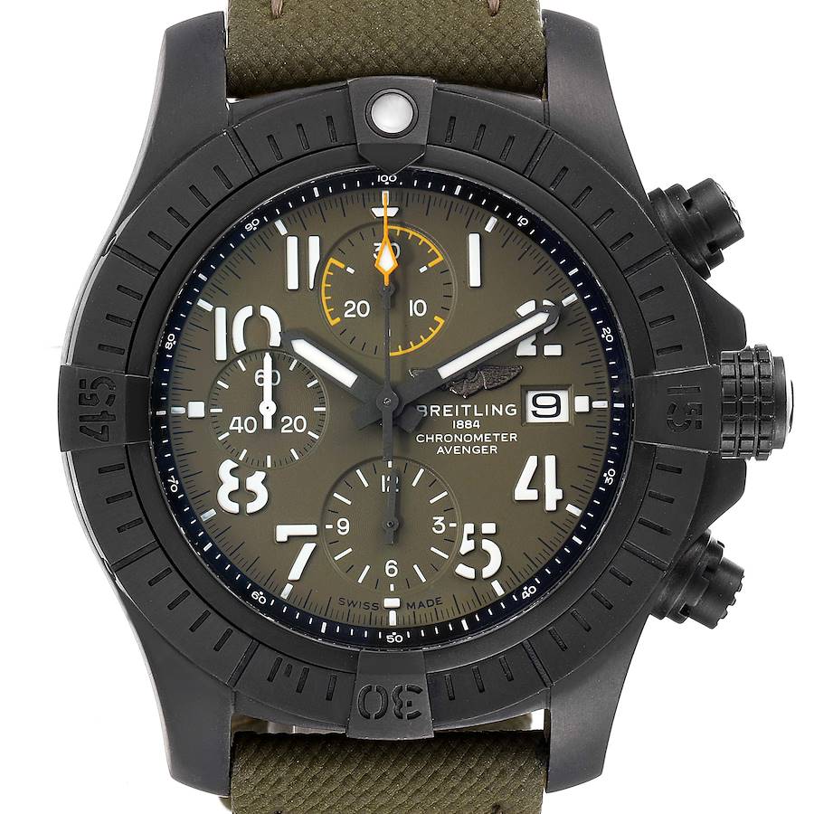 Breitling Avenger Night Mission DLC Coated Titanium Watch V13317 Box Card SwissWatchExpo