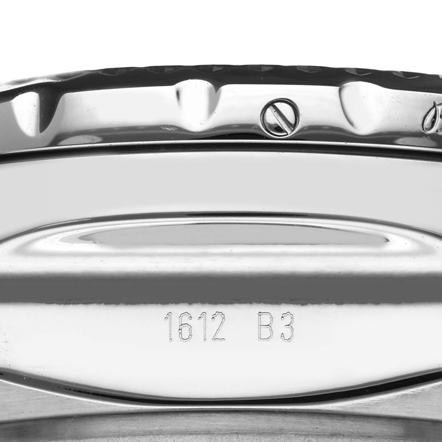 The image shows the side profile of a Breitling Bentley A4436412/B595 Men's Stainless Steel Black Dial A4436412/B595 Men's Stainless Steel Black Dial watch case with visible screws and engraved model numbers.