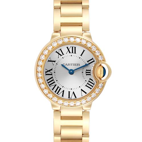 Photo of Cartier Ballon Bleu 28 Yellow Gold Diamond Bezel Ladies Watch WE9001Z3