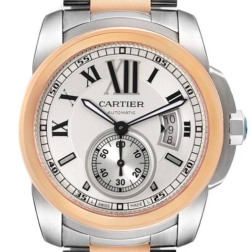 Photo of Cartier Calibre Diver Steel Rose Gold Silver Dial Watch W7100036 Box Papers