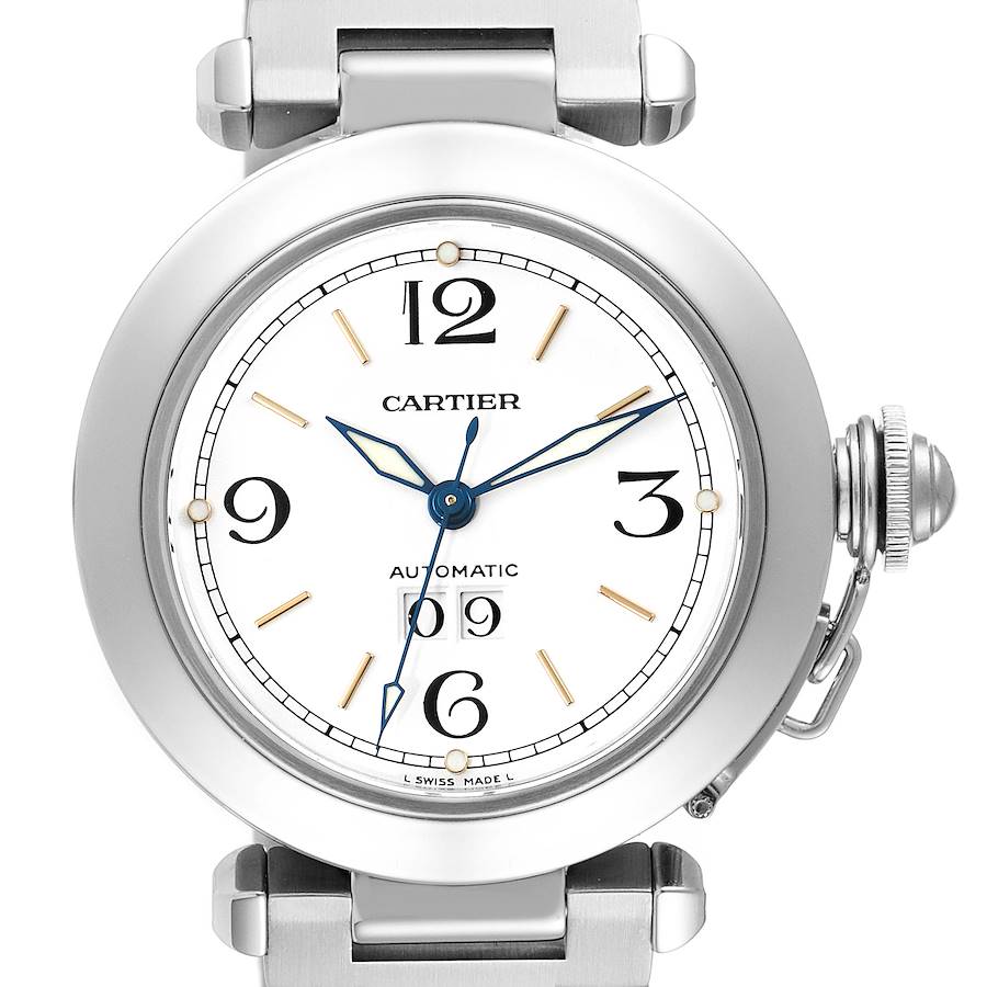 Cartier Pasha C Midsize White Dial Steel Ladies Watch W31044M7 SwissWatchExpo