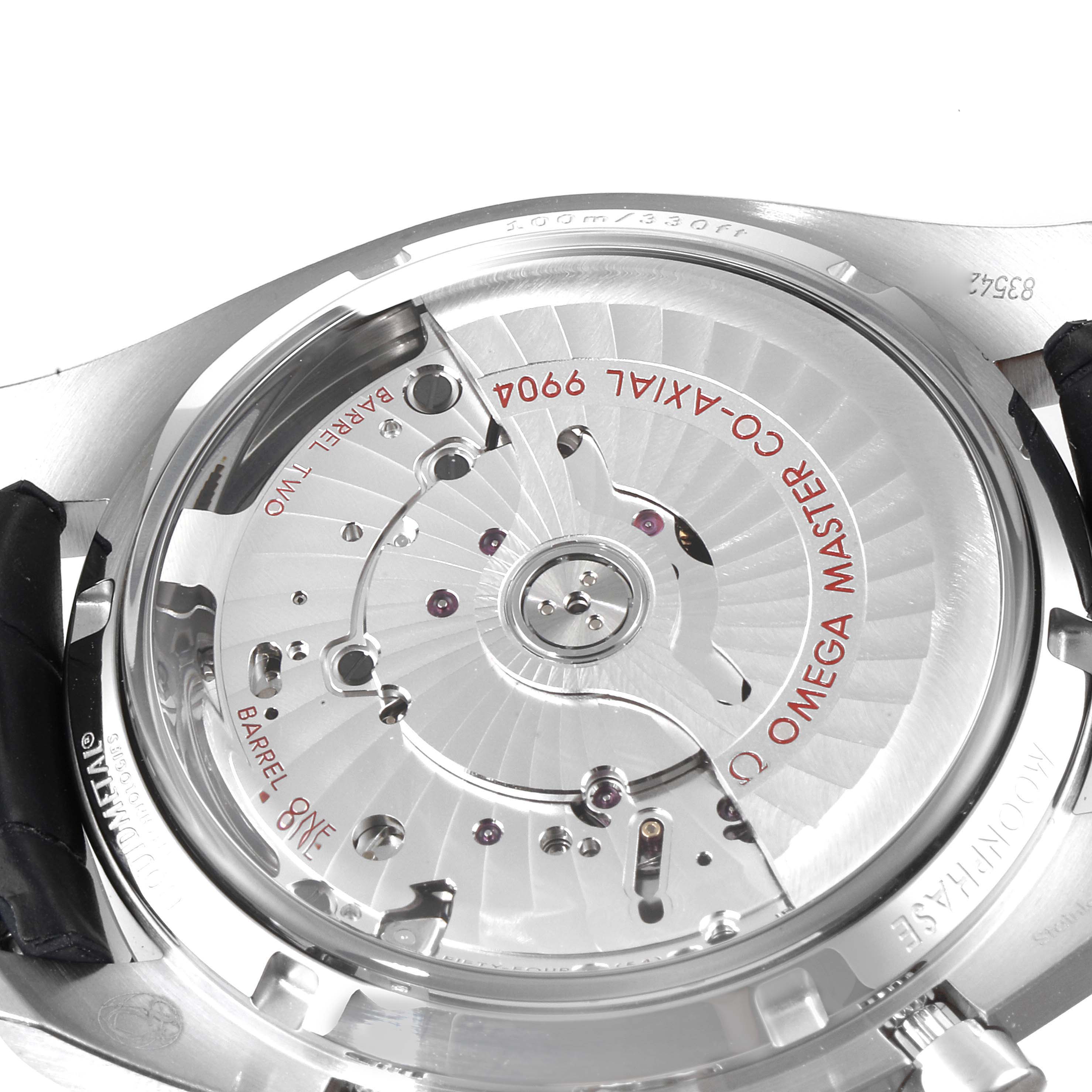 This image shows the back case and movement mechanism of the Omega Speedmaster 304.33.44.52.03.001 Men's Stainless Steel Blue Dial 304.33.44.52.03.001 Men's Stainless Steel Blue Dial watch.