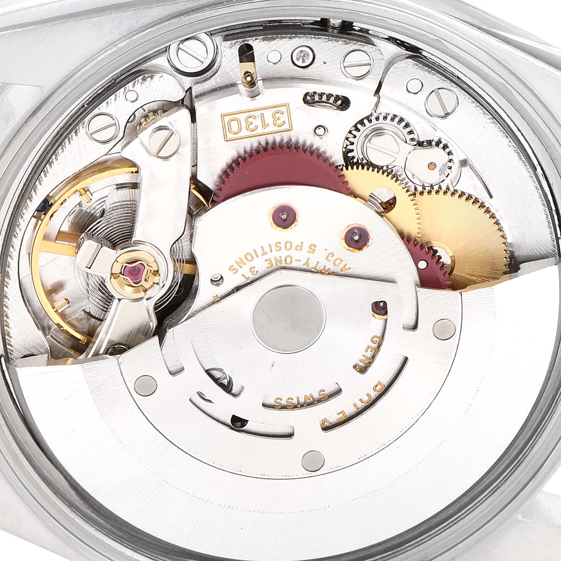 This image shows the intricate internal mechanism of a Rolex Air-King 14000 Men's Stainless Steel Black Dial 14000 Men's Stainless Steel Black Dial watch.