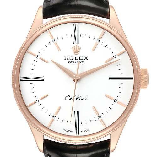 Photo of Rolex Cellini Time Rose Gold White Dial Mens Watch 50505