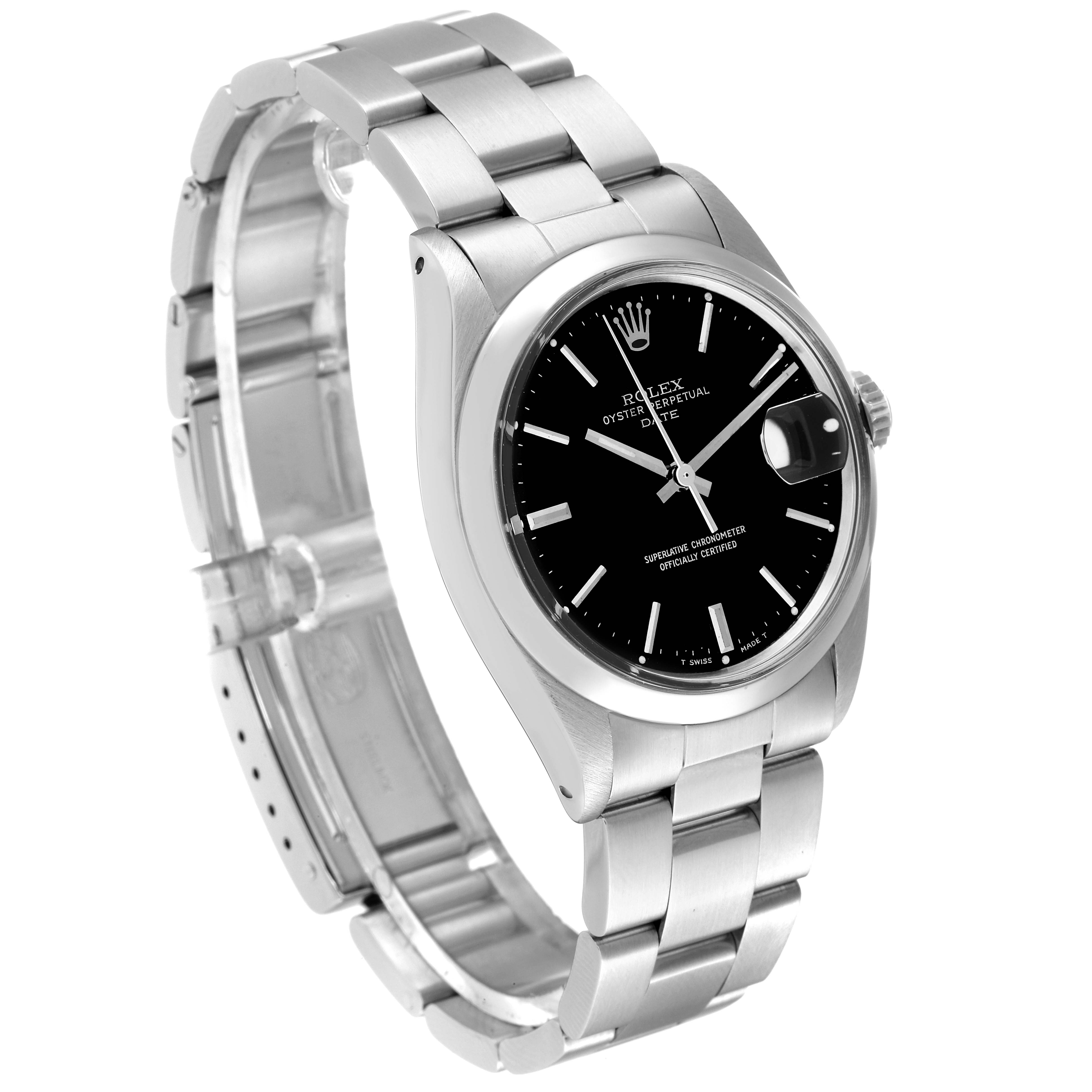 The Rolex Vintage Collection 1500 Men's Stainless Steel Black Dial 1500 Men's Stainless Steel Black Dial model is shown at a slight angle, displaying the dial, bezel, crown, and bracelet.