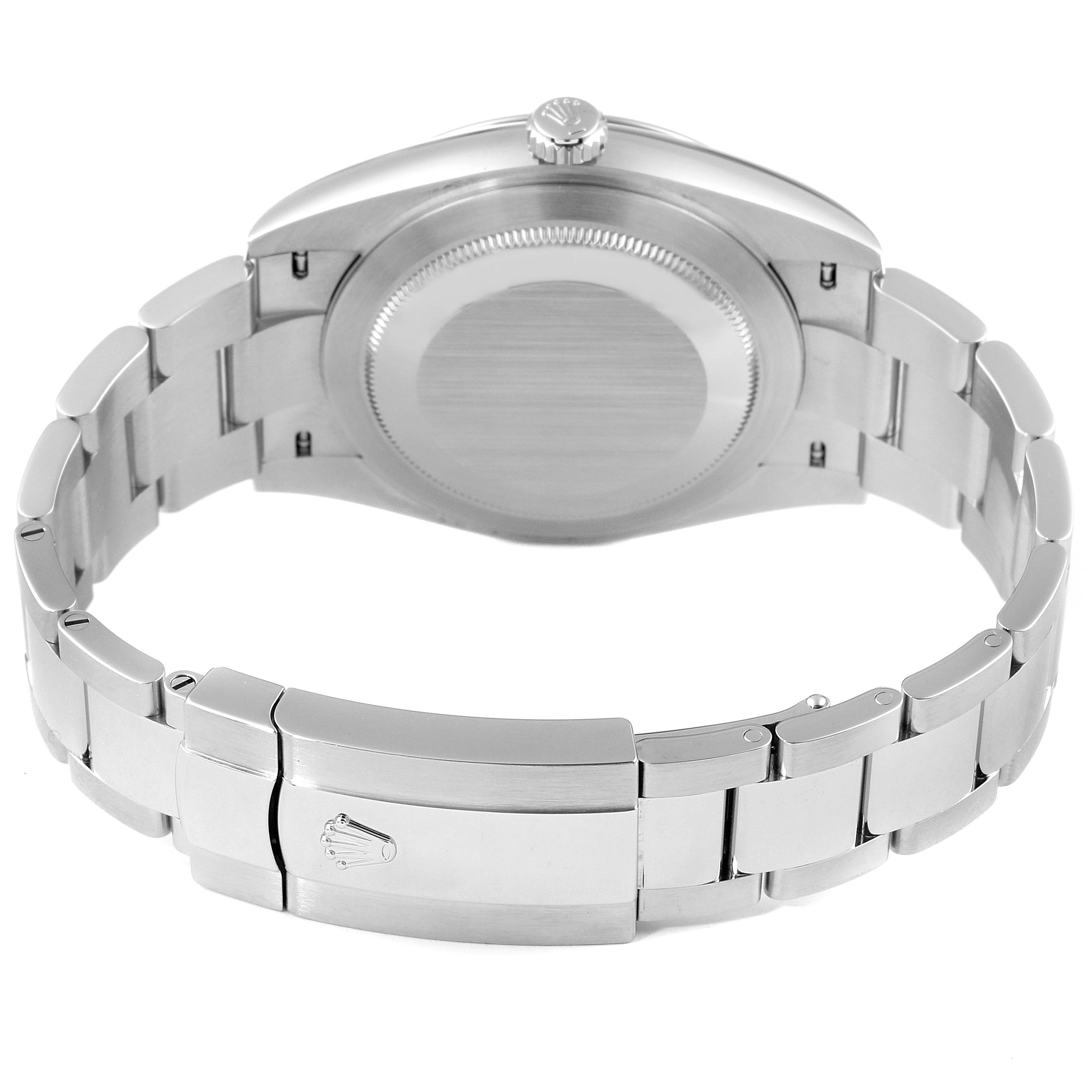 The image shows the back view of a Rolex Datejust 41 126300 Men's Stainless Steel Grey Dial 126300 Men's Stainless Steel Grey Dial, displaying its case back, bracelet, and clasp.