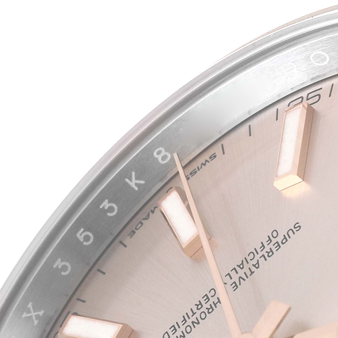 The image shows a close-up view of the dial, bezel, and part of the markers of a Rolex Datejust 41 126301 Men's Steel and Gold (two tone) Beige Dial 126301 Men's Steel and Gold (two tone) Beige Dial watch.