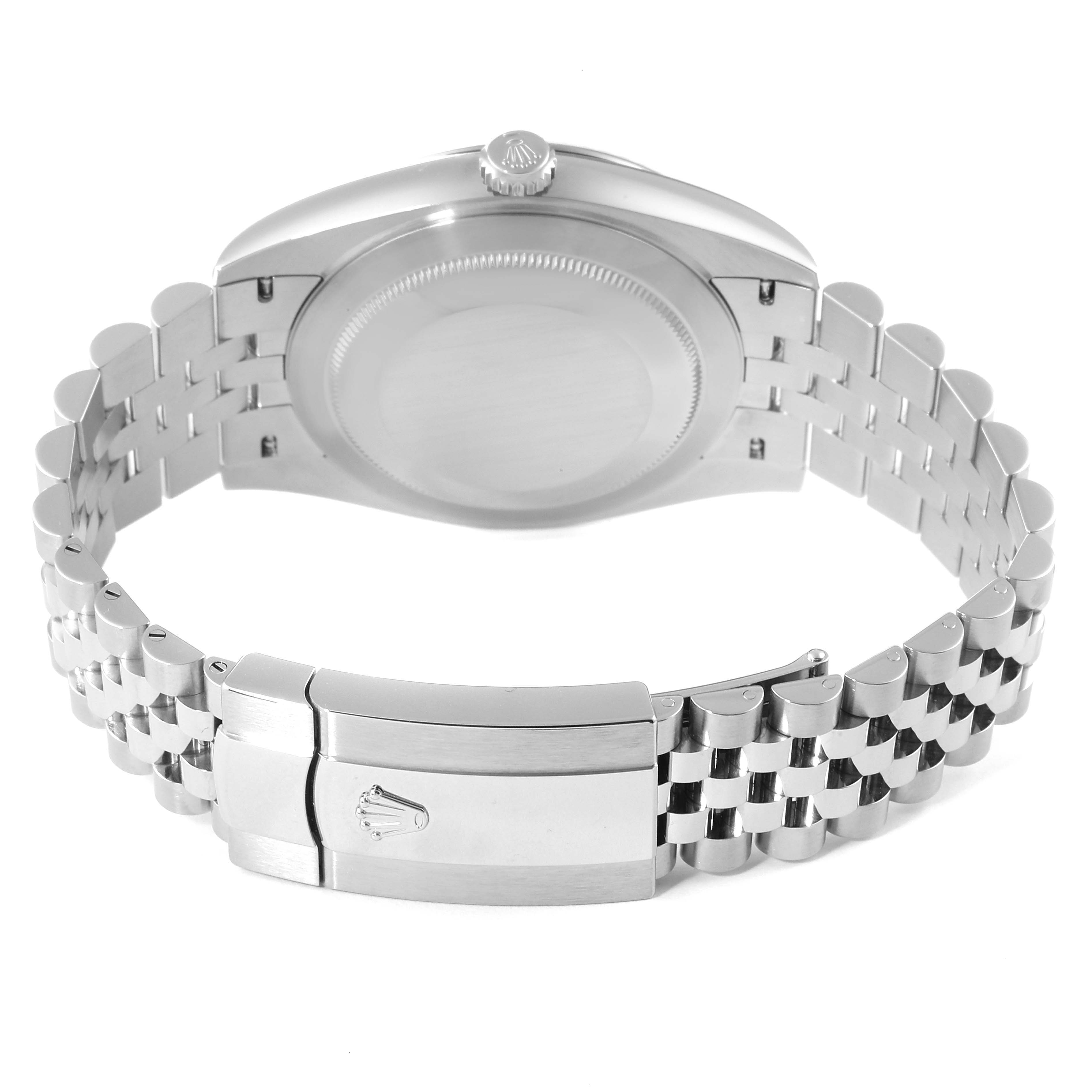 This image shows the back and clasp of the Rolex Datejust 41 126334 Men's Stainless Steel Blue Dial 126334 Men's Stainless Steel Blue Dial watch from a rear angle.