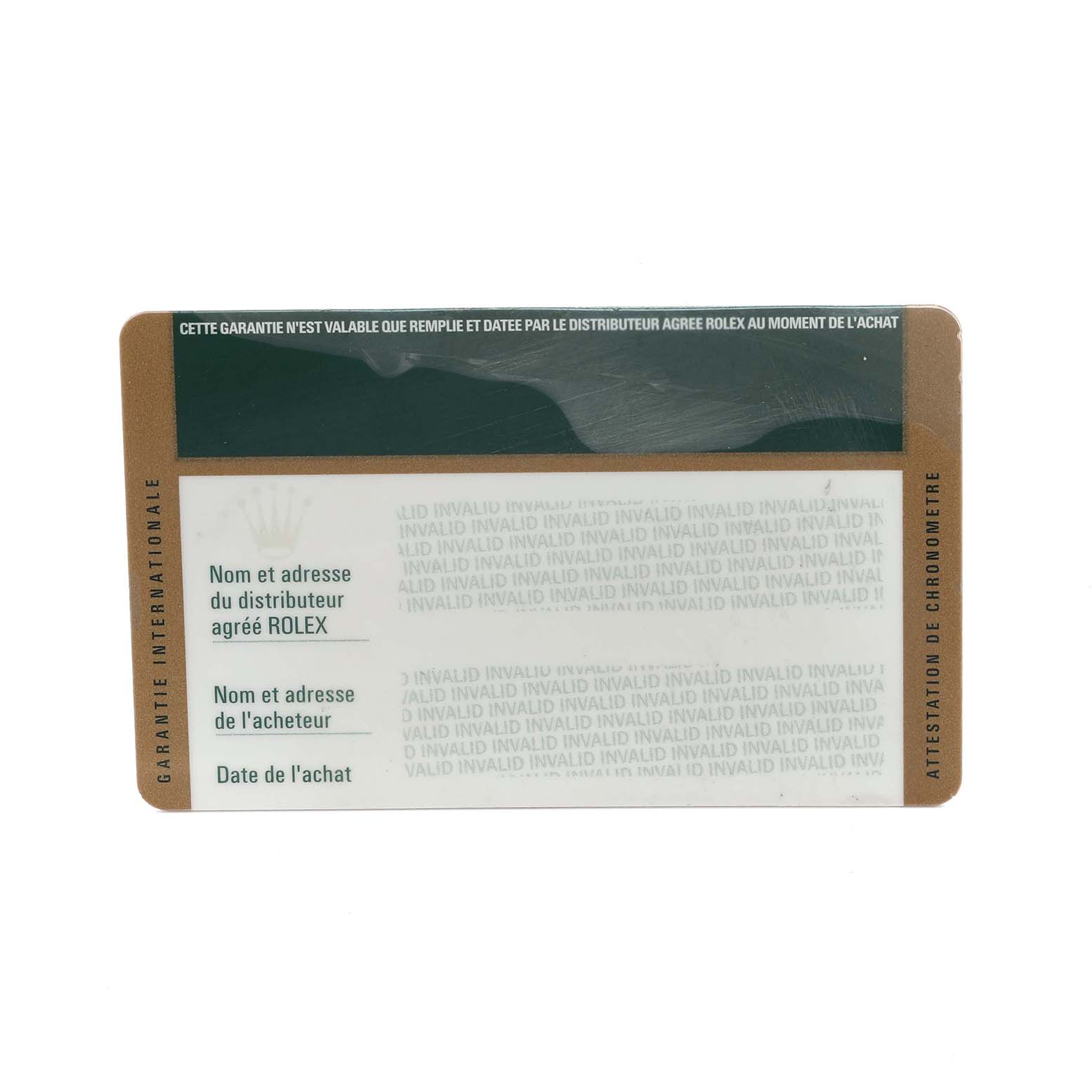 The image shows the warranty card for the Rolex Datejust 41 116333 Men's Steel and Gold (two tone) Grey Dial 116333 Men's Steel and Gold (two tone) Grey Dial model, displaying dealer and purchaser information sections.