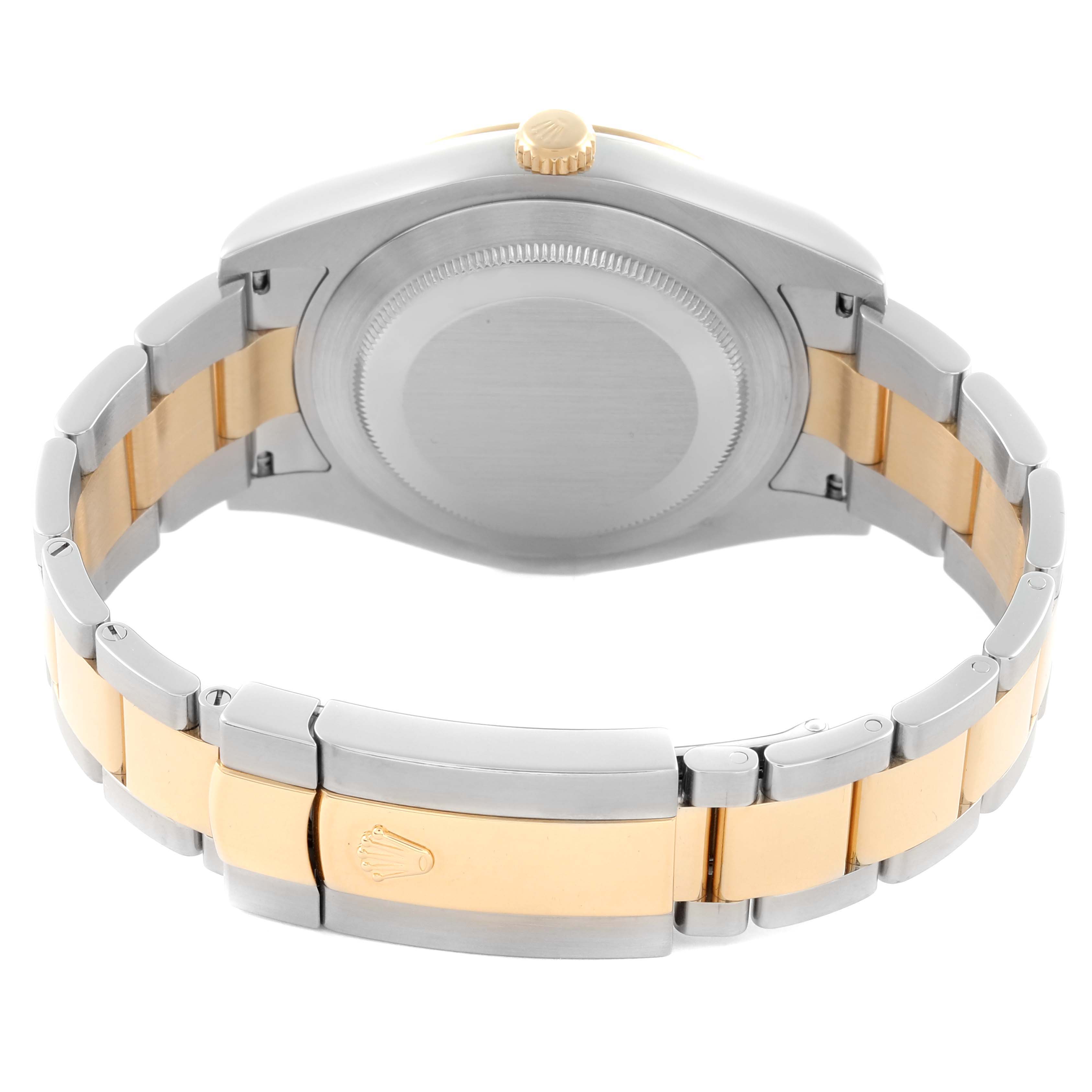 The image shows the back case and bracelet of a Rolex Datejust 41 116333 Men's Steel and Gold (two tone) Grey Dial 116333 Men's Steel and Gold (two tone) Grey Dial, highlighting the two-tone links and clasp.