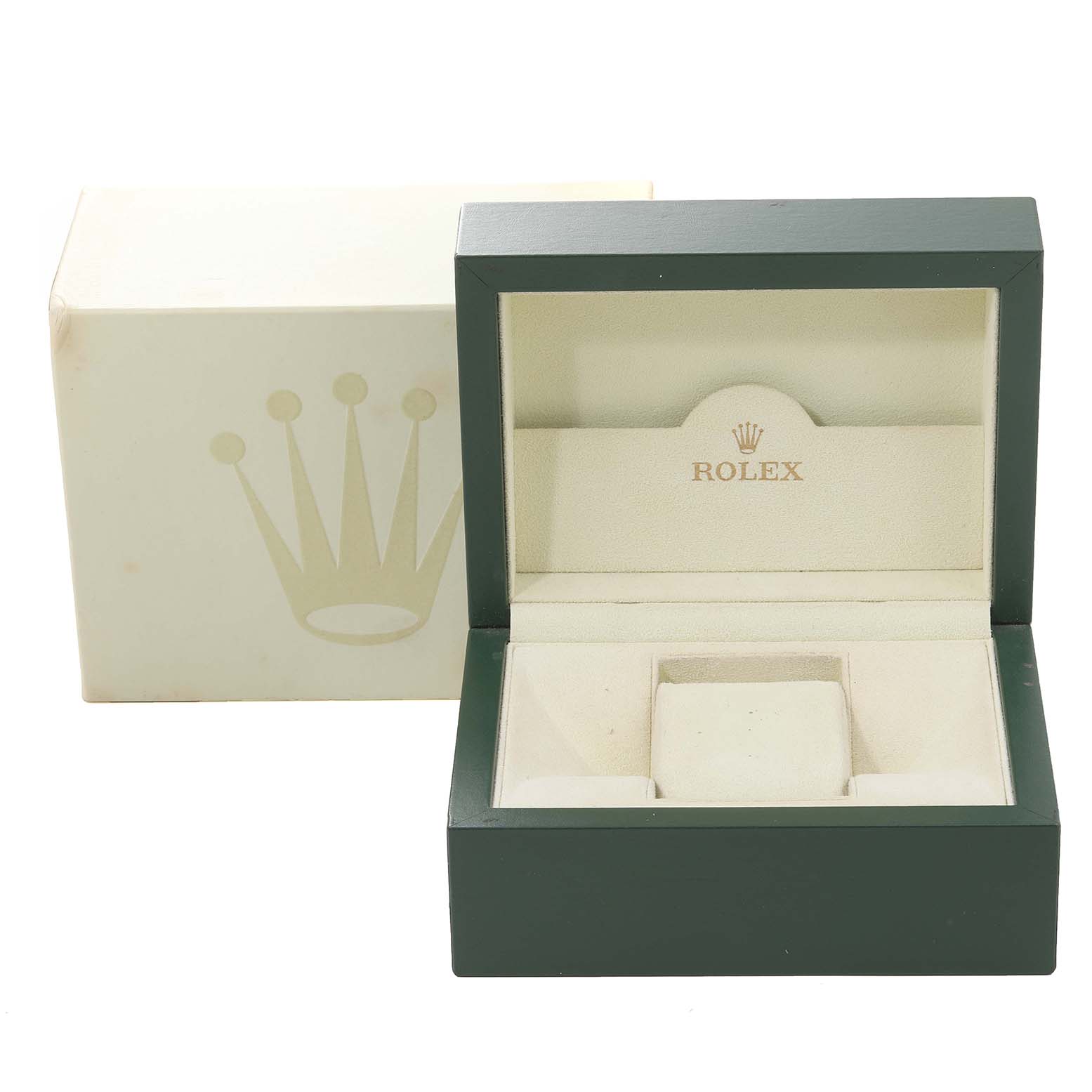 The image shows the open display and packaging box for a Rolex Mid-Size 178274 Women
s Stainless Steel White Dial 178274 Women
s Stainless Steel White Dial model watch.