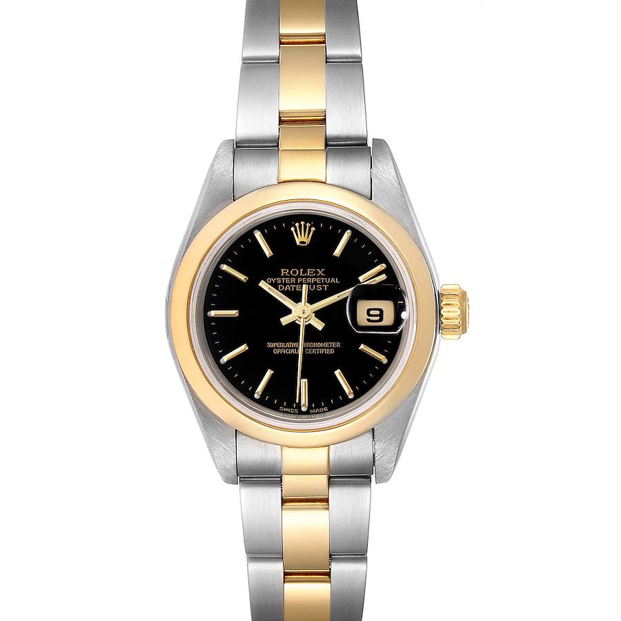 Rolex Datejust Steel 18k Yellow Gold Black Dial Ladies Watch 79163 SwissWatchExpo