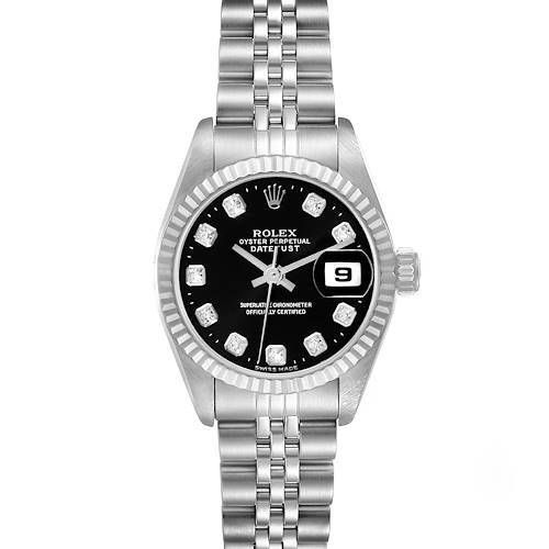 Photo of Rolex Datejust Steel White Gold Black Diamond Dial Ladies Watch 69174 Box Papers
