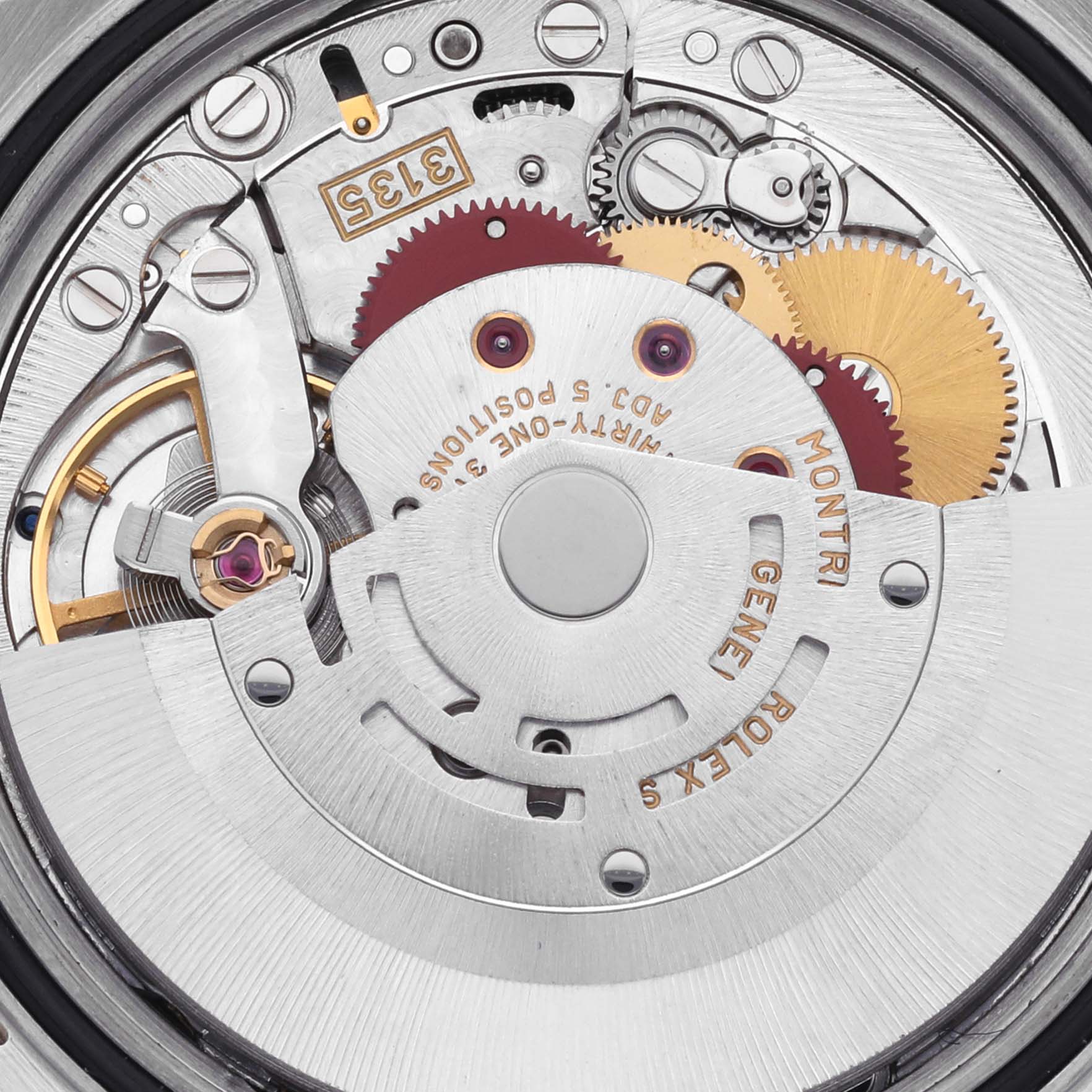 This image shows the detailed internal movement of the Rolex Turn-o-Graph 16263 Men's Steel and Gold (two tone) Champagne Dial 16263 Men's Steel and Gold (two tone) Champagne Dial watch, highlighting its gears and mechanics.