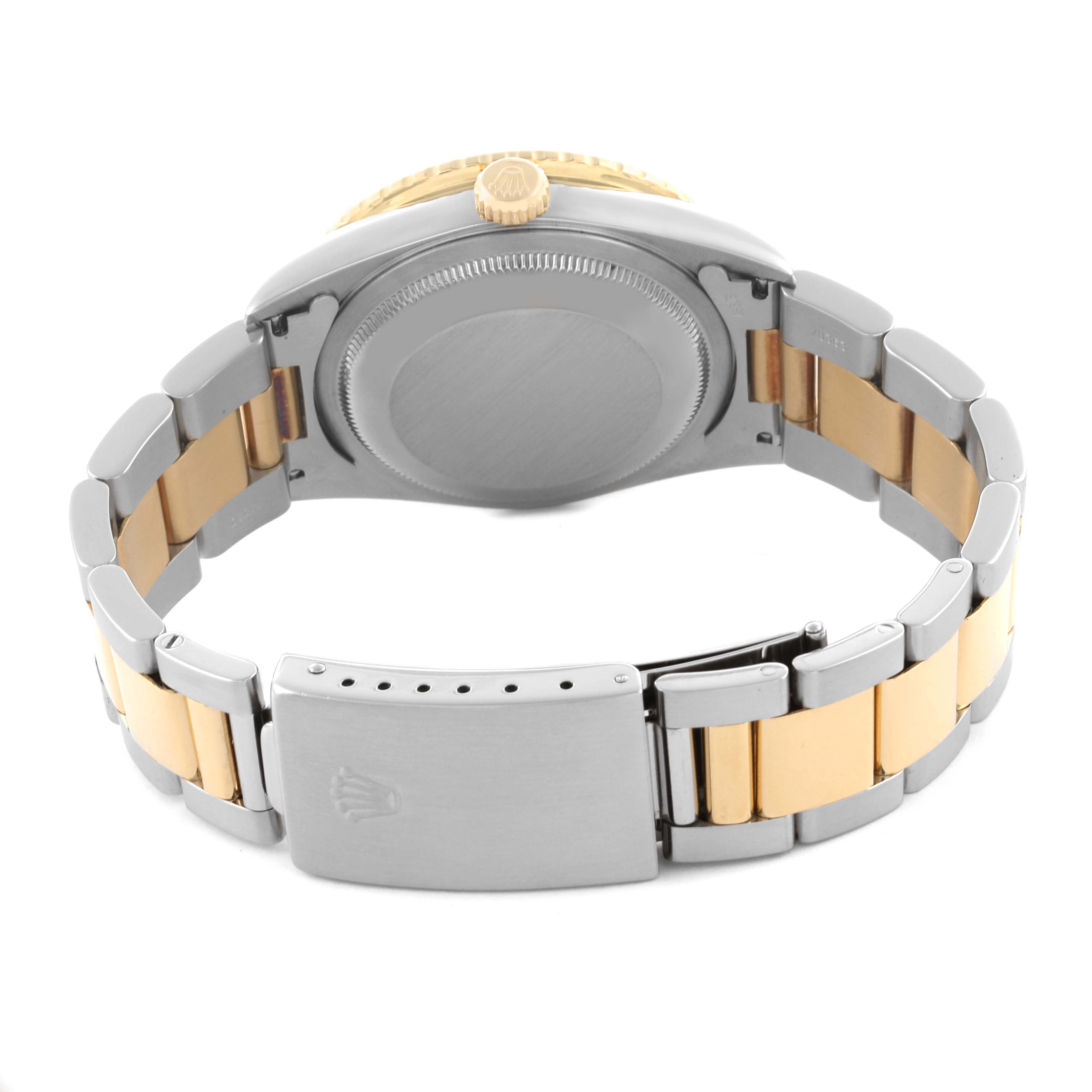 The image shows the back view of the Rolex Turn-o-Graph 16263 Men's Steel and Gold (two tone) Champagne Dial 16263 Men's Steel and Gold (two tone) Champagne Dial, highlighting the case back, bracelet, and clasp.