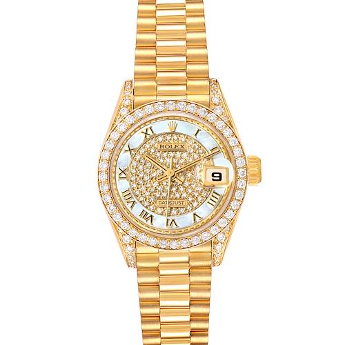 Photo of Rolex President Yellow Gold MOP Diamond Ladies Watch 69158 Box Papers