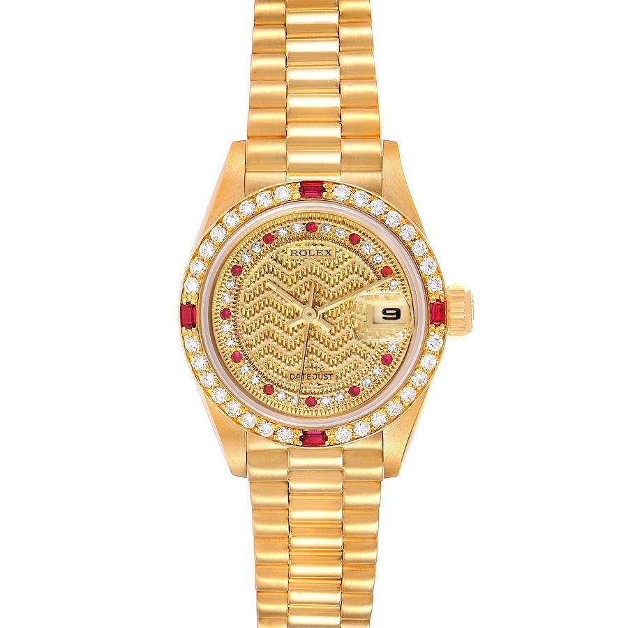 Rolex President Yellow Gold String Dial Diamond Ruby Watch 69068 ...