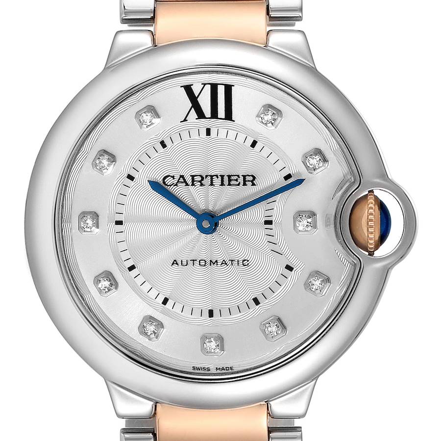 Cartier Ballon Bleu Midsize 36 Steel Rose Gold Diamond Ladies Watch W3BB0018 SwissWatchExpo