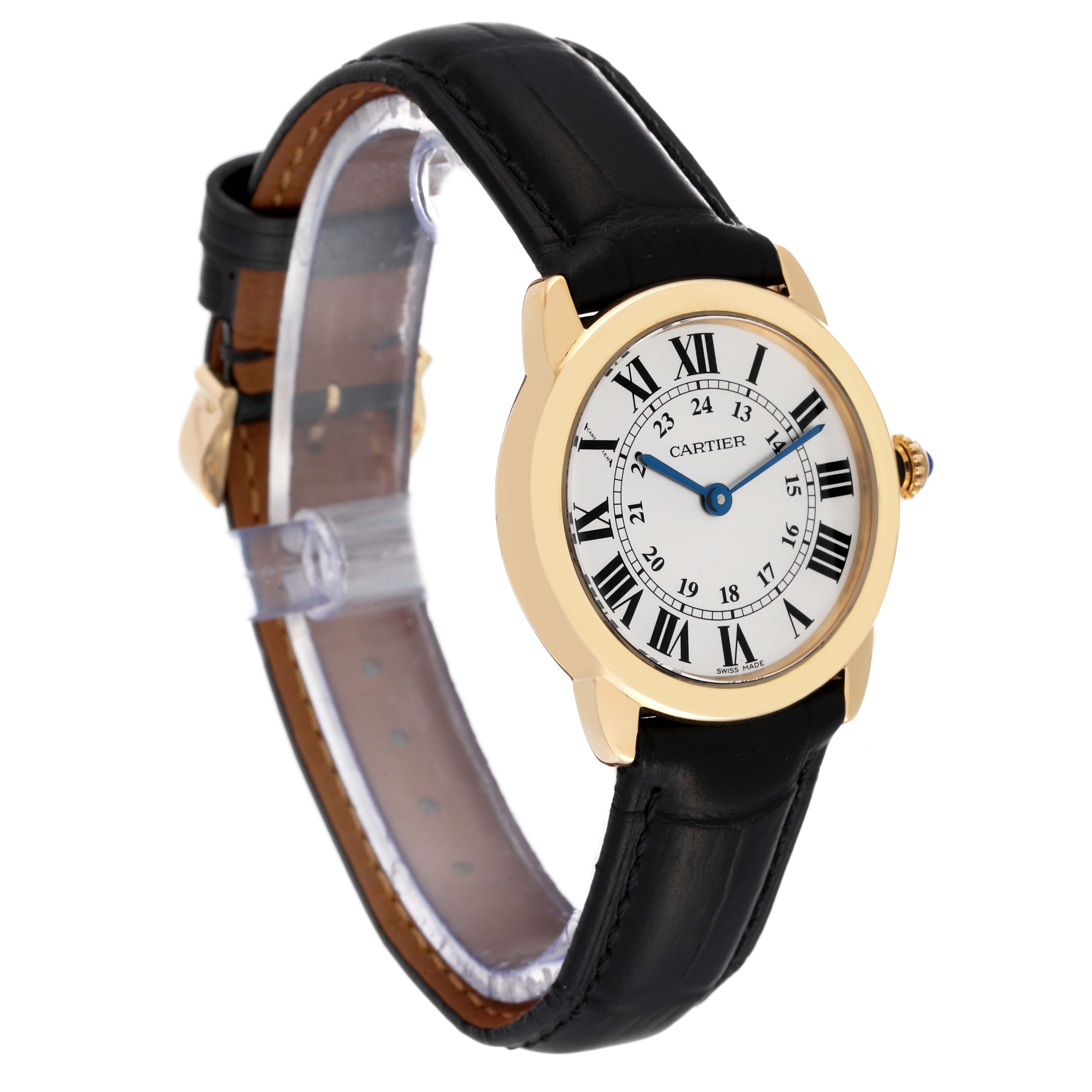 The Cartier Ronde W6700355 Women's Steel and Gold (two tone) Silver Dial W6700355 Women's Steel and Gold (two tone) Silver Dial model watch is shown at an angle from the front and left side, displaying the face, bezel, crown, and strap.