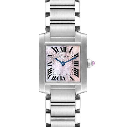 Photo of Cartier Tank Francaise Pink Mother of Pearl Steel Ladies Watch W51028Q3 Papers