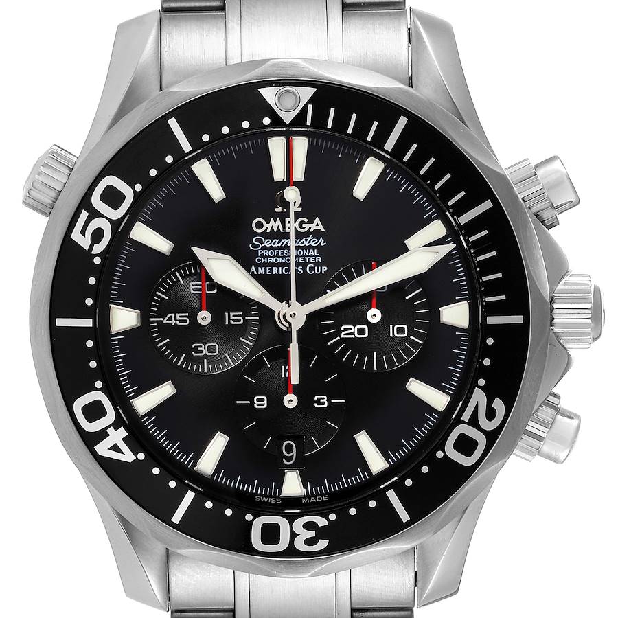 Omega Seamaster 300M Chronograph Americas Cup Watch 2594.50.00 Box Card SwissWatchExpo