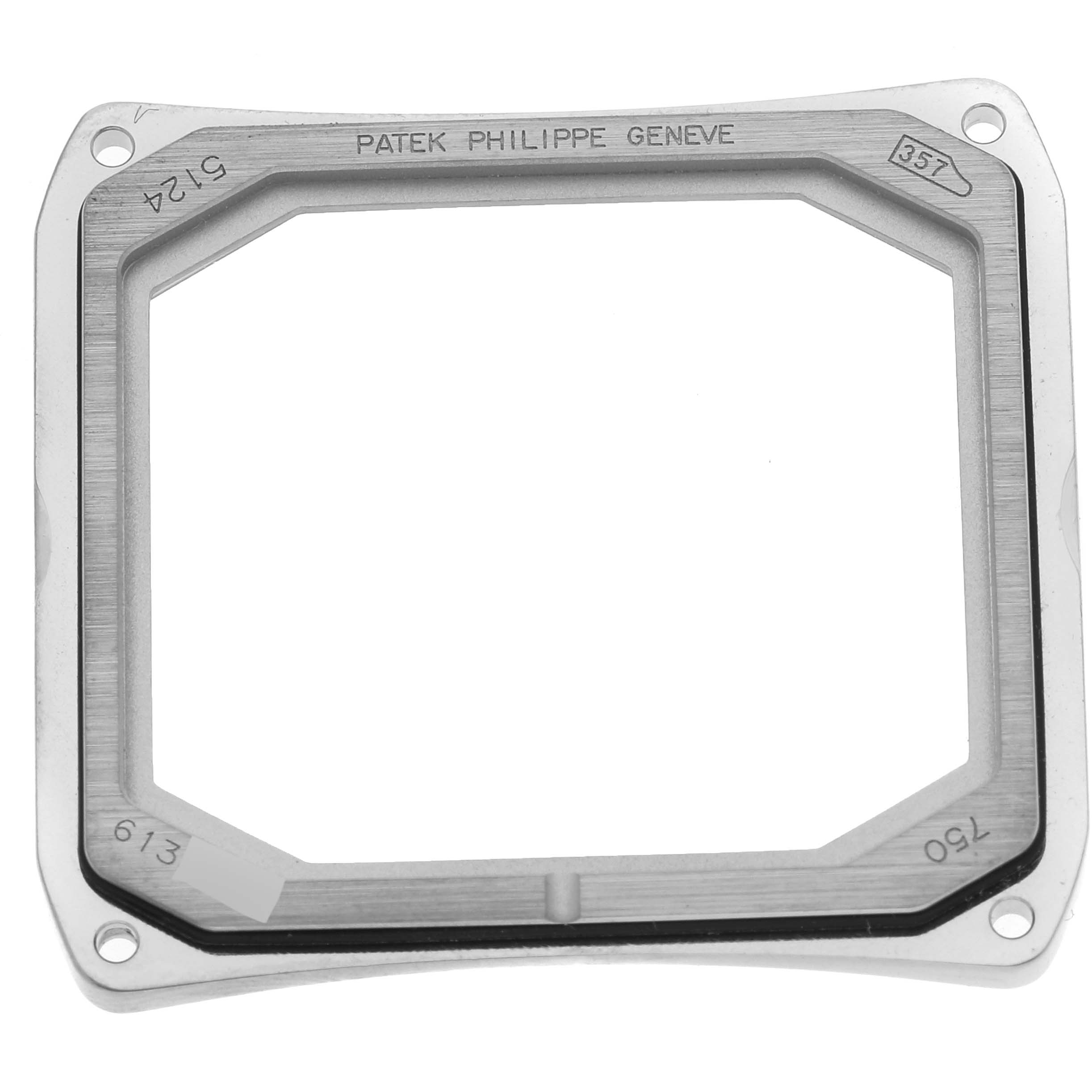 This image shows a front view of a bezel frame component for the Patek Philippe Gondolo 5124G Men's White Gold Blue Dial 5124G Men's White Gold Blue Dial watch.