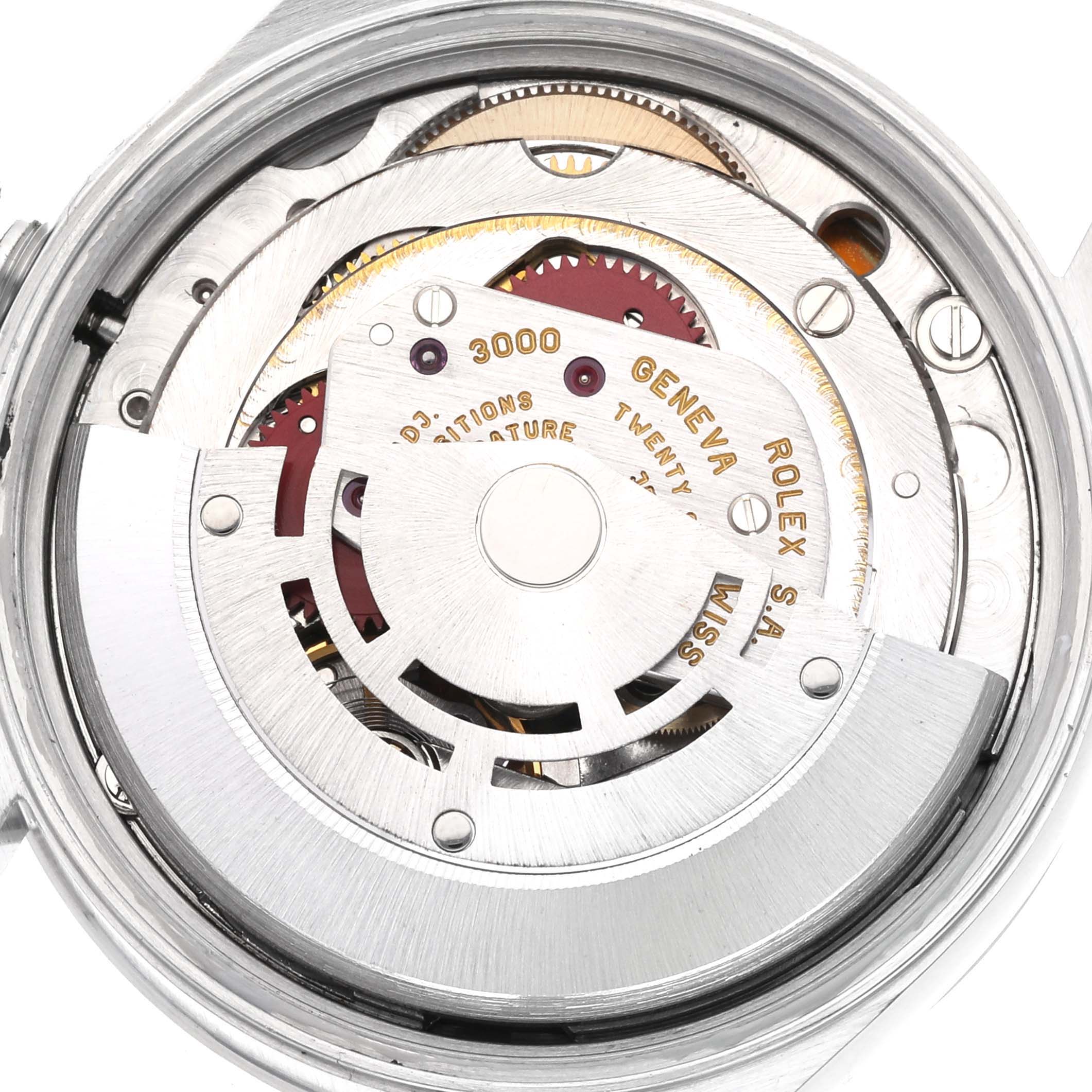 The image shows a close-up, top-down view of the Rolex Air-King 14000 Men's Stainless Steel Blue Dial 14000 Men's Stainless Steel Blue Dial's internal mechanical movement components.