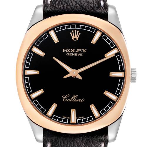 Photo of Rolex Cellini Danaos Rose Gold Black Dial Mens Watch 4243 Box Card