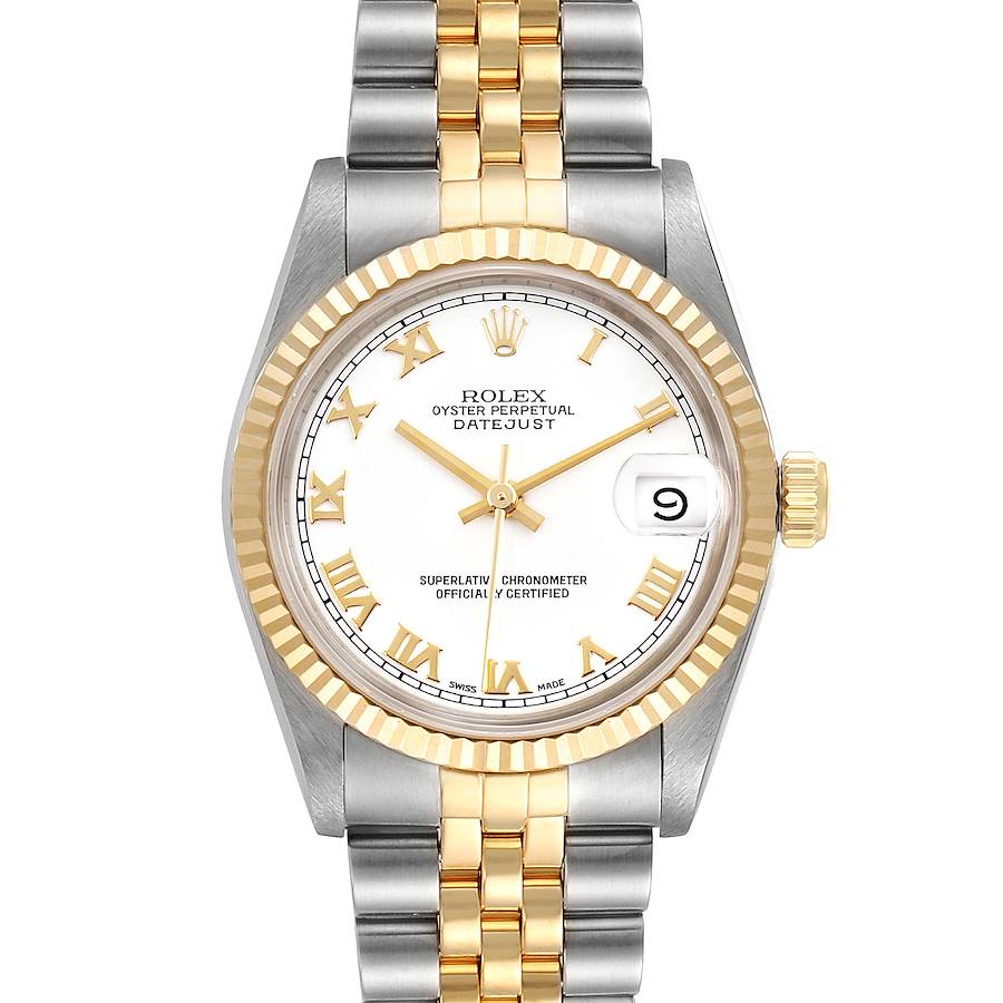 Rolex Datejust Midsize 31 White Dial Steel Yellow Gold Ladies Watch 68273 SwissWatchExpo
