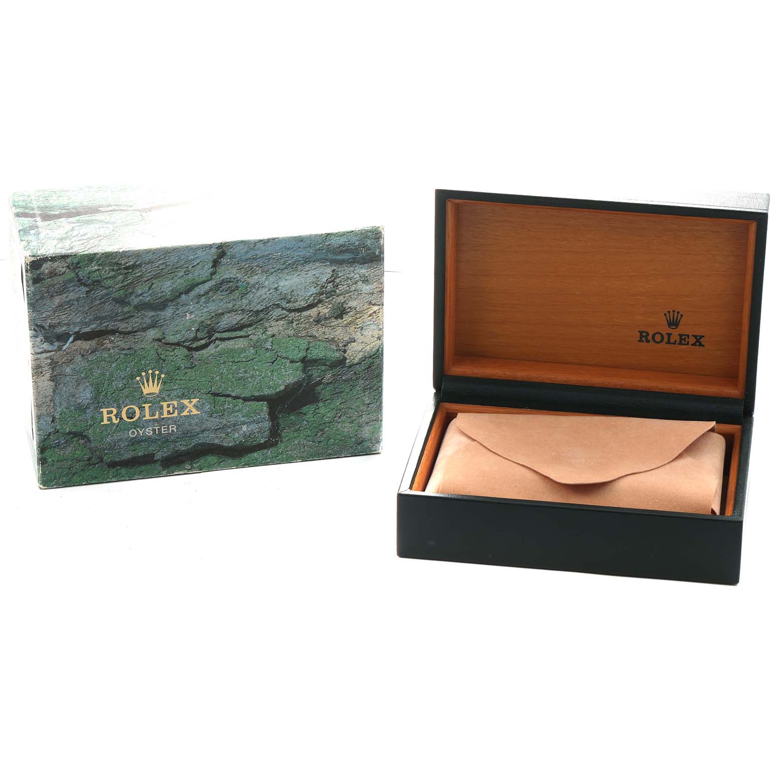 The image shows a Rolex Datejust 78274 Women's Stainless Steel Silver Dial box and outer packaging, with the inner box open and a pouch inside.