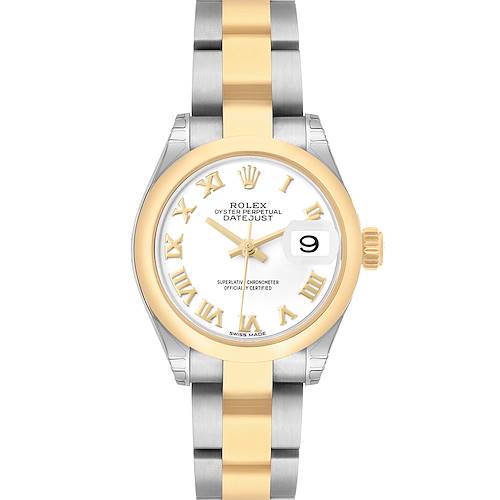 Photo of Rolex Datejust Steel Yellow Gold White Roman Dial Ladies Watch 279163 Box Card