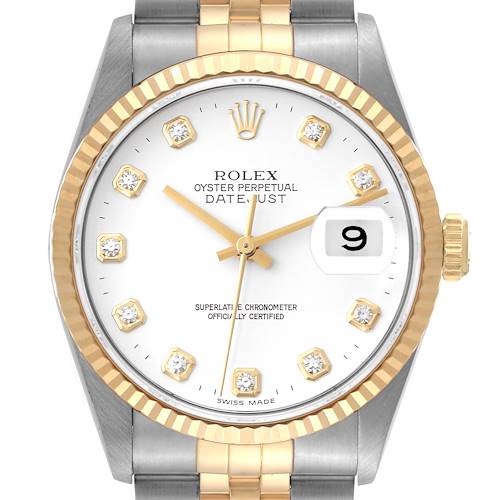 Photo of Rolex Datejust White Diamond Dial Steel Yellow Gold Mens Watch 16233