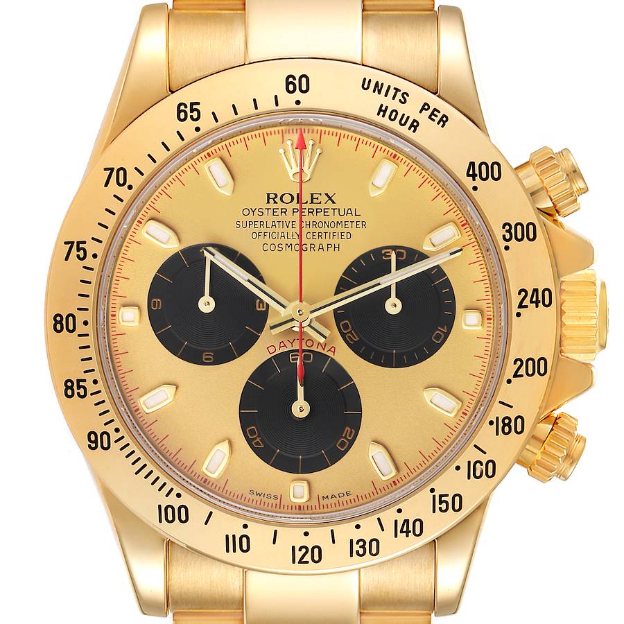 Rolex Daytona Yellow Gold Champagne Dial Mens Watch 116528 SwissWatchExpo