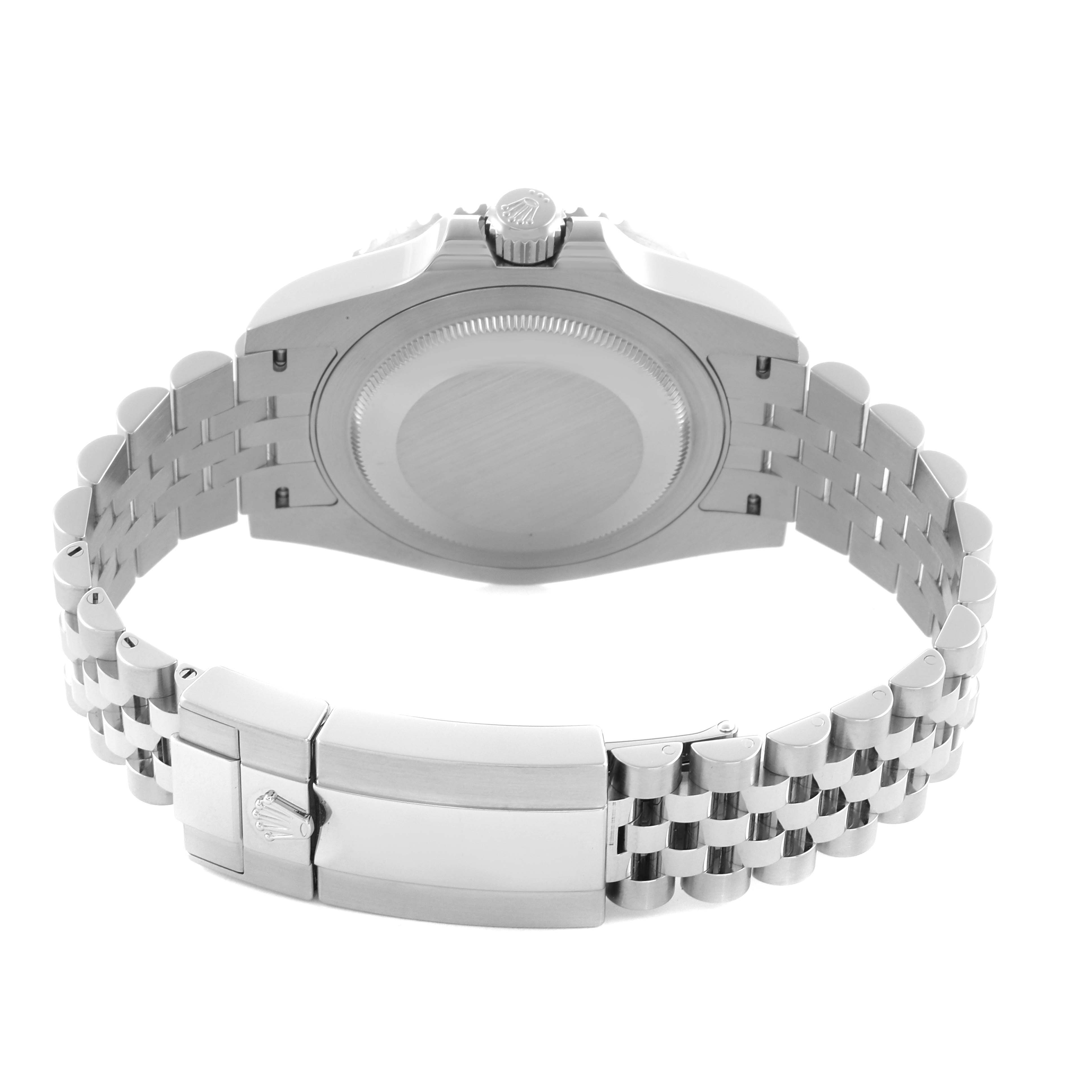 The image shows the back case and bracelet of a Rolex GMT-Master 126710BLNR Men's Stainless Steel Black Dial 126710BLNR Men's Stainless Steel Black Dial watch from a rear angle.