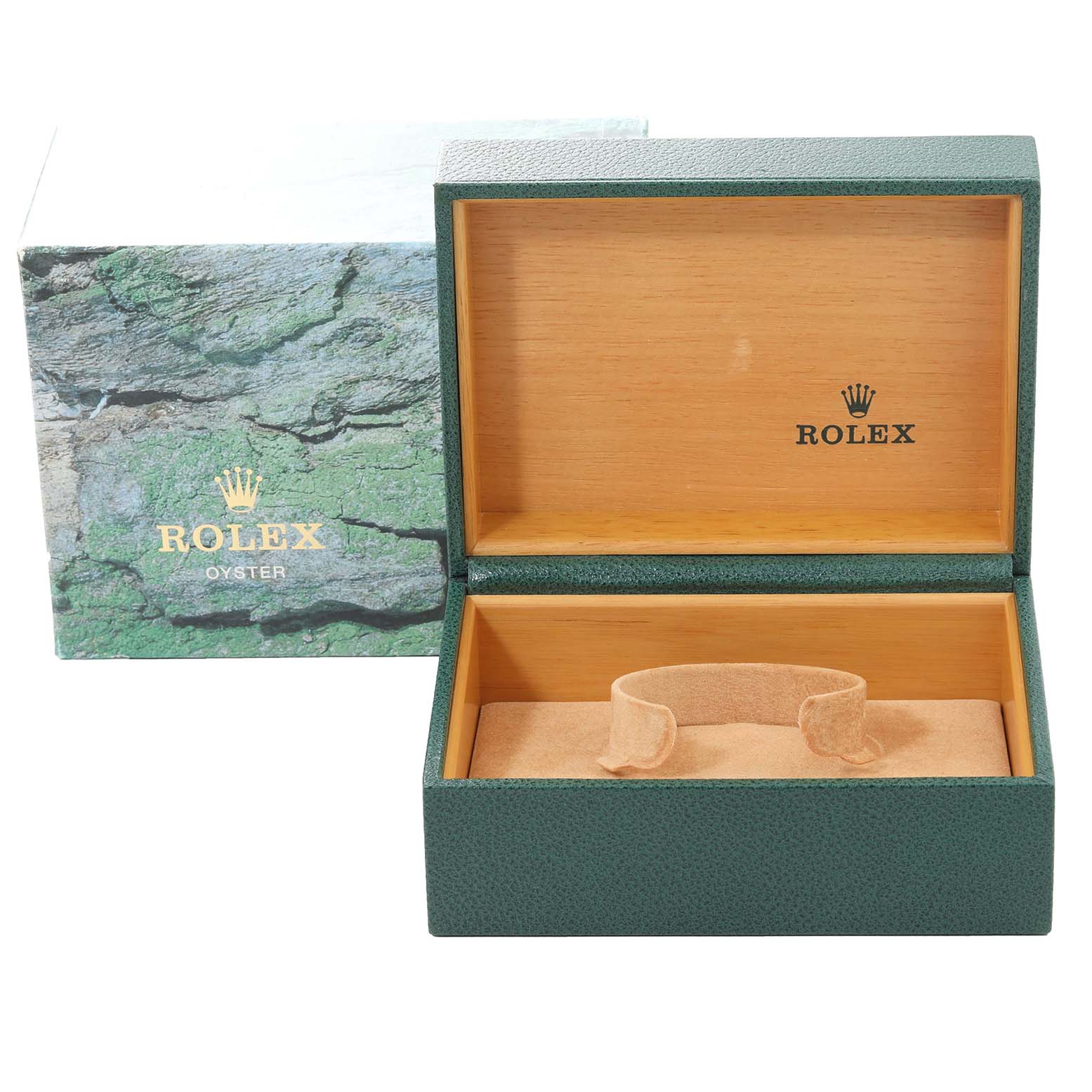 This image shows the open box and outer packaging for a Rolex GMT-Master 16713 Men's Steel and Gold (two tone) Black Dial 16713 Men's Steel and Gold (two tone) Black Dial watch.