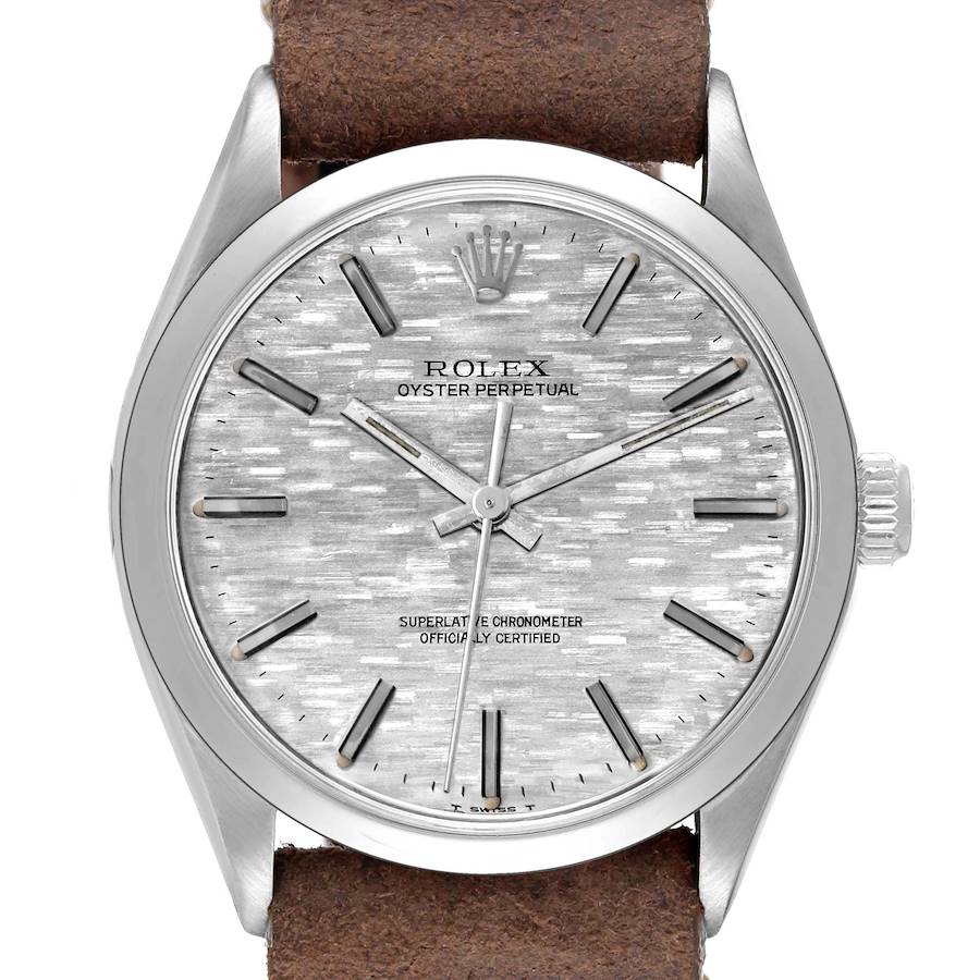 Rolex Oyster Perpetual Silver Brick Dial Vintage Steel Mens Watch 1002 SwissWatchExpo