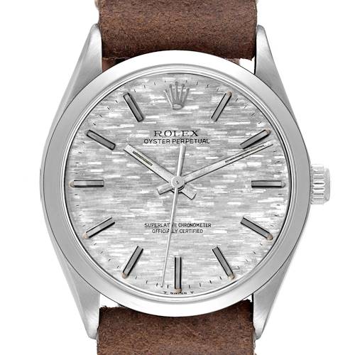 Photo of Rolex Oyster Perpetual Silver Brick Dial Vintage Steel Mens Watch 1002