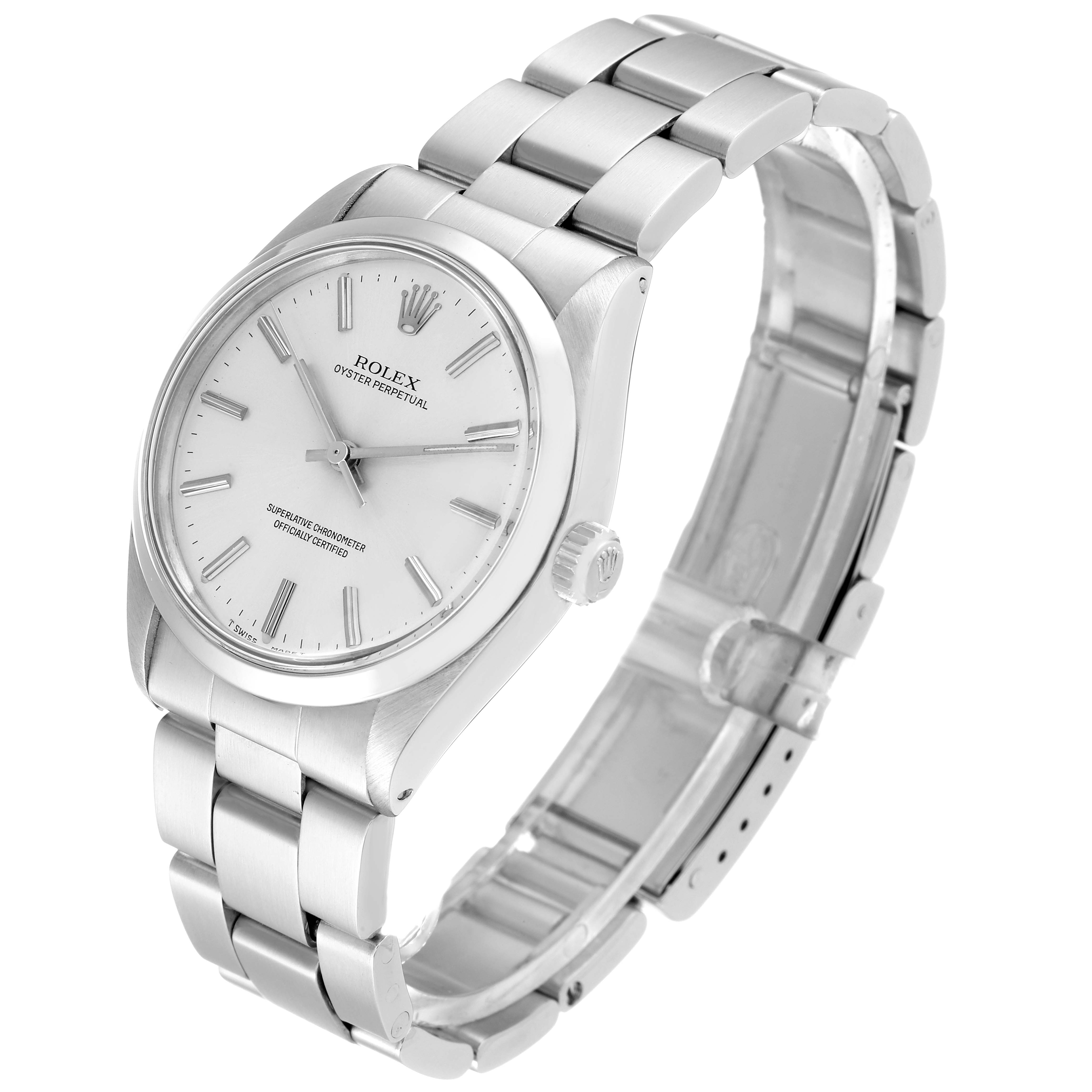 The image shows a side view of the Vintage Collection model by Rolex, highlighting the face, bezel, and bracelet.