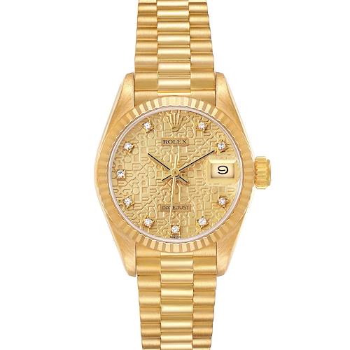 Photo of Rolex President Datejust Yellow Gold Anniversary Diamond Ladies Watch 69178