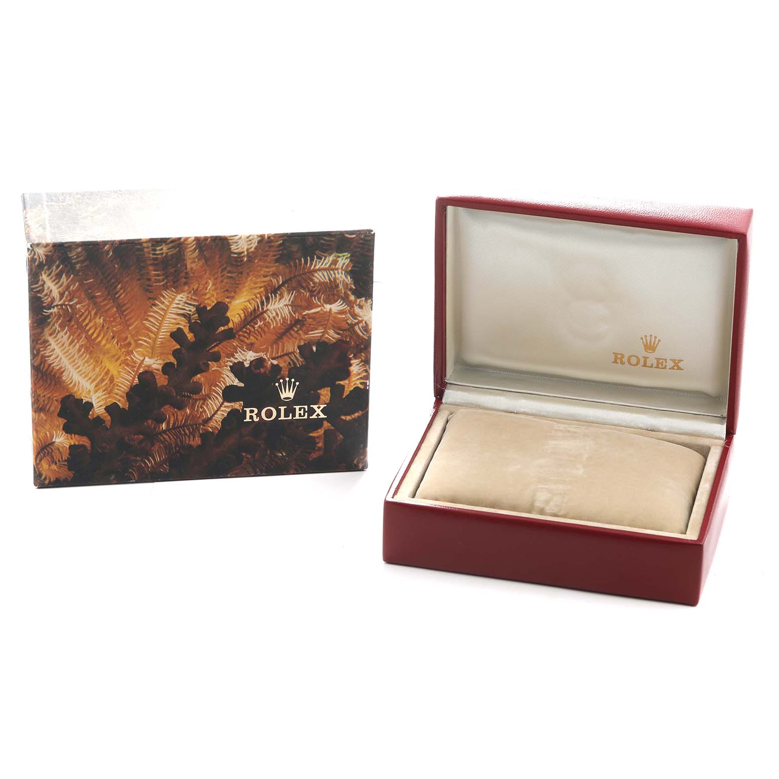 The image shows a Rolex President 69178 Women's Yellow Gold Champagne Dial watch box and outer packaging from a frontal angle.