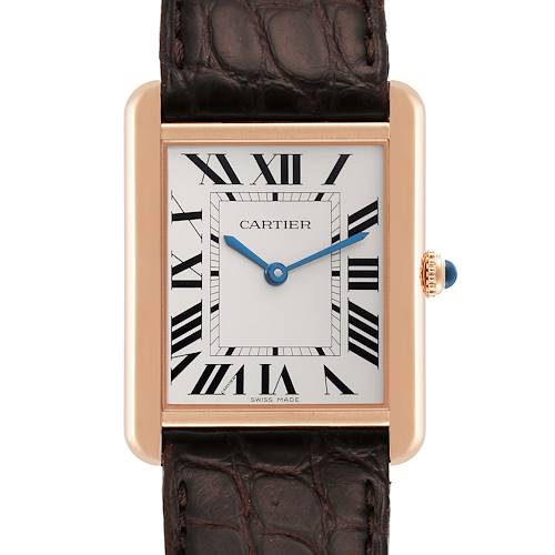 Photo of Cartier Tank Solo Large Rose Gold Steel Brown Strap Mens Watch W5200025