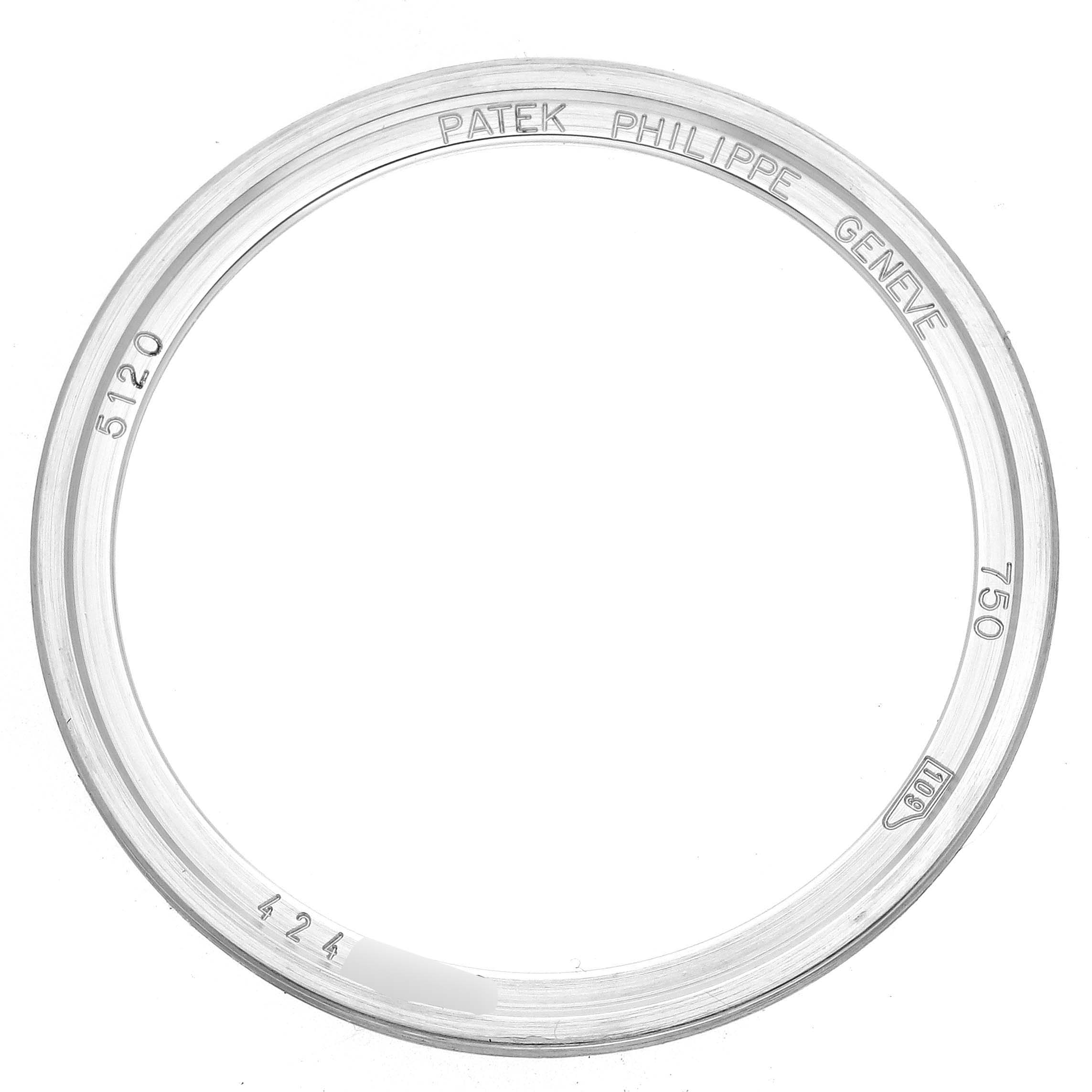 The image shows a bezel for the Patek Philippe Calatrava 5120G-001 Men's White Gold White Dial 5120G-001 Men's White Gold White Dial model from a top-down angle.