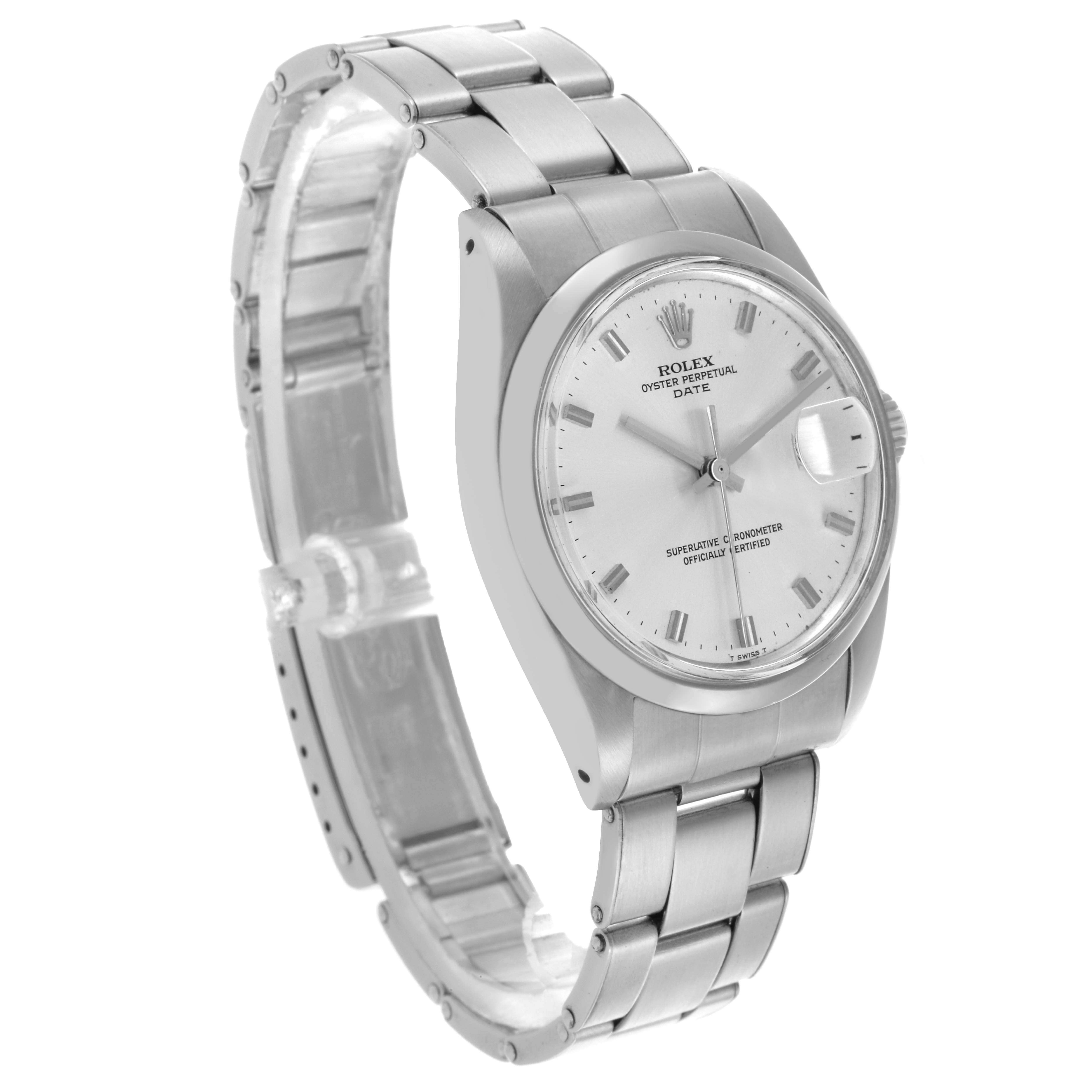 The Rolex Vintage Collection 1500 Men's Stainless Steel Silver Dial 1500 Men's Stainless Steel Silver Dial model is shown at a three-quarter angle, highlighting the face, bezel, and bracelet.