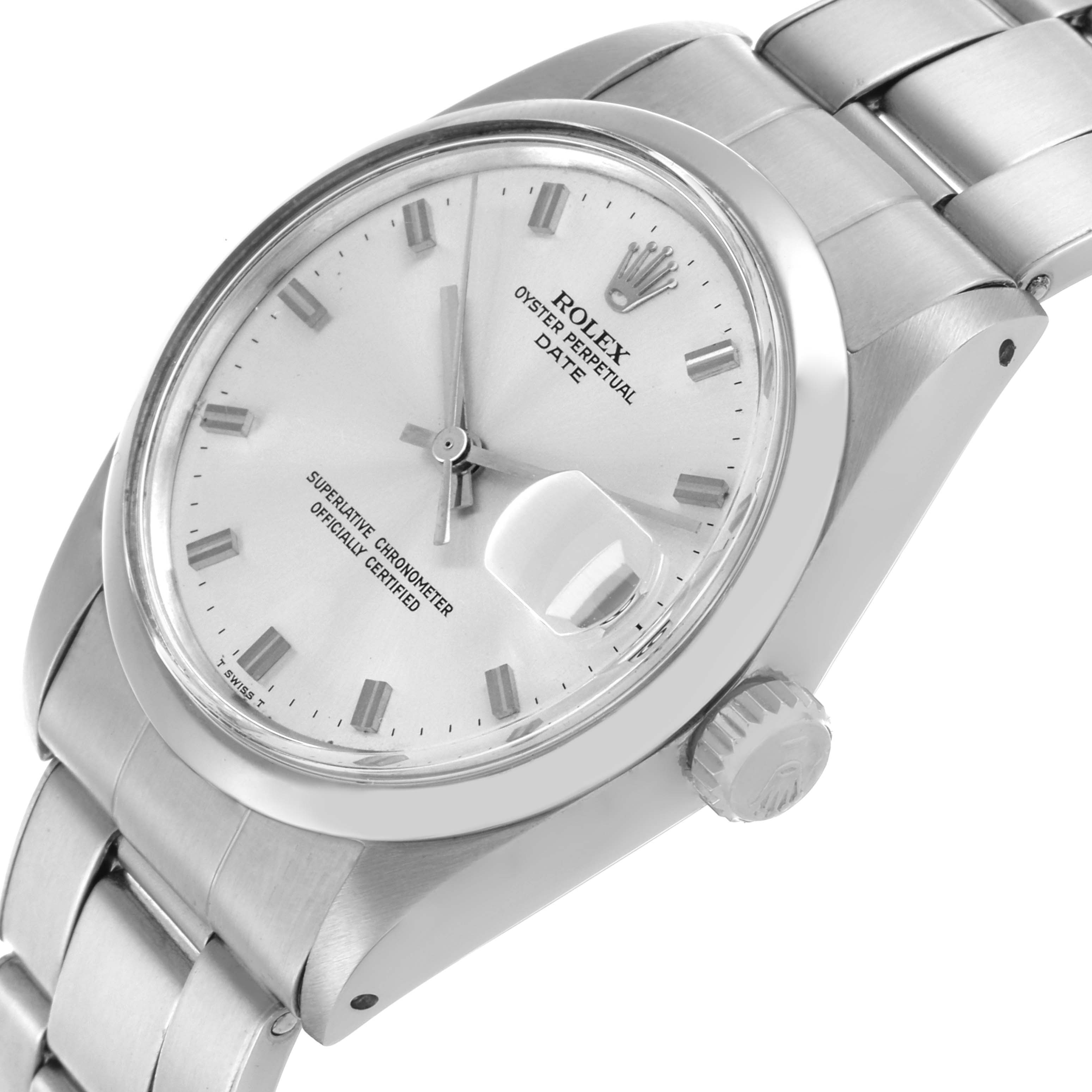 The Rolex Vintage Collection 1500 Men's Stainless Steel Silver Dial 1500 Men's Stainless Steel Silver Dial model is shown at an angled front view highlighting the dial, crown, and bracelet.