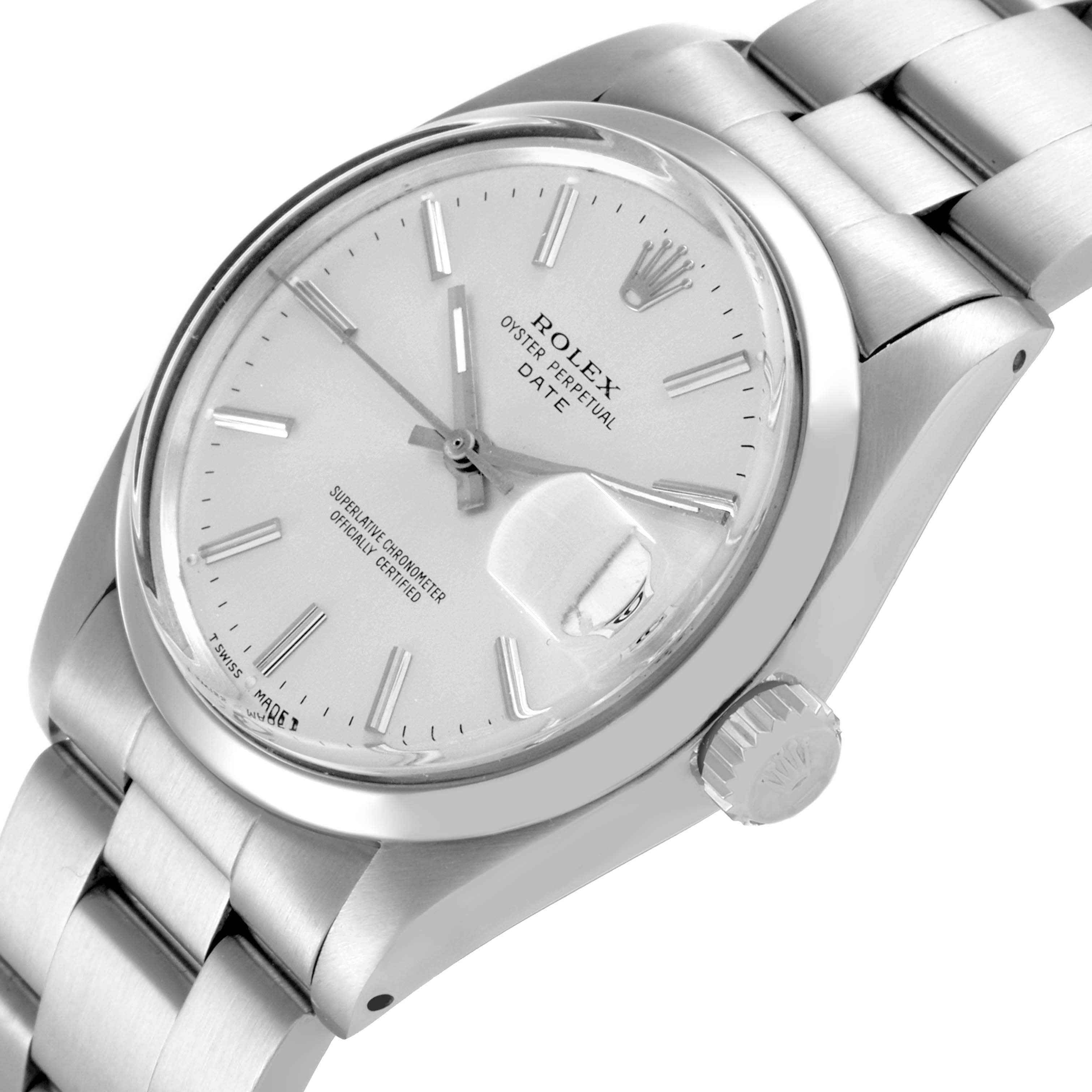 The Rolex Vintage Collection 15000 Men's Stainless Steel Silver Dial 15000 Men's Stainless Steel Silver Dial watch is shown at an angle highlighting the face, crown, and part of the bracelet.