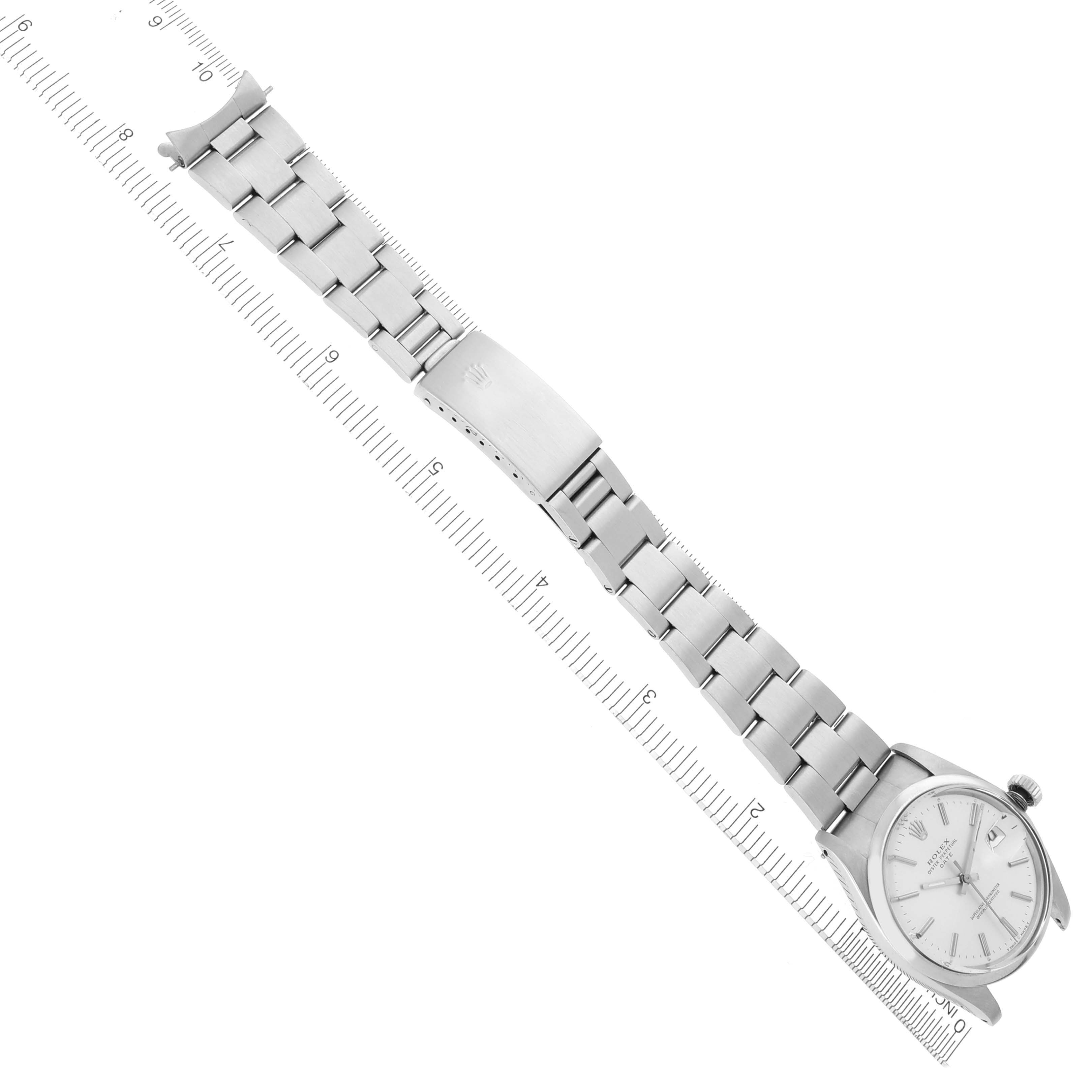 The Rolex Vintage Collection 15000 Men's Stainless Steel Silver Dial 15000 Men's Stainless Steel Silver Dial watch is shown in a top-down angle with a full view of the bracelet and dial.